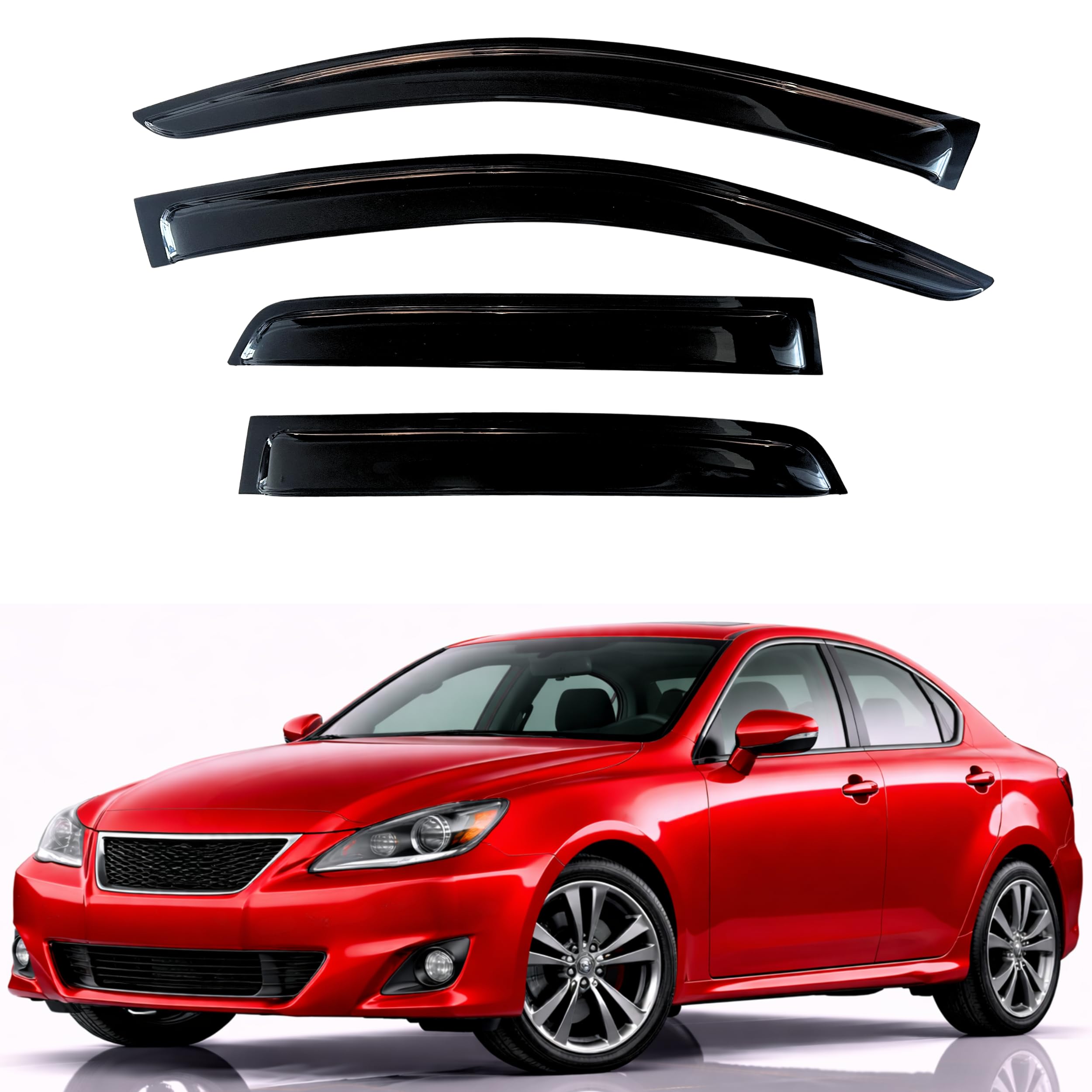 KPY Rain Guards Fit for 2006-2013 Lexus IS250 IS350, Out-Channel Window Visors Vent Wind Deflectors 4PC, Car Accessories for 06-13 Lexus is Series