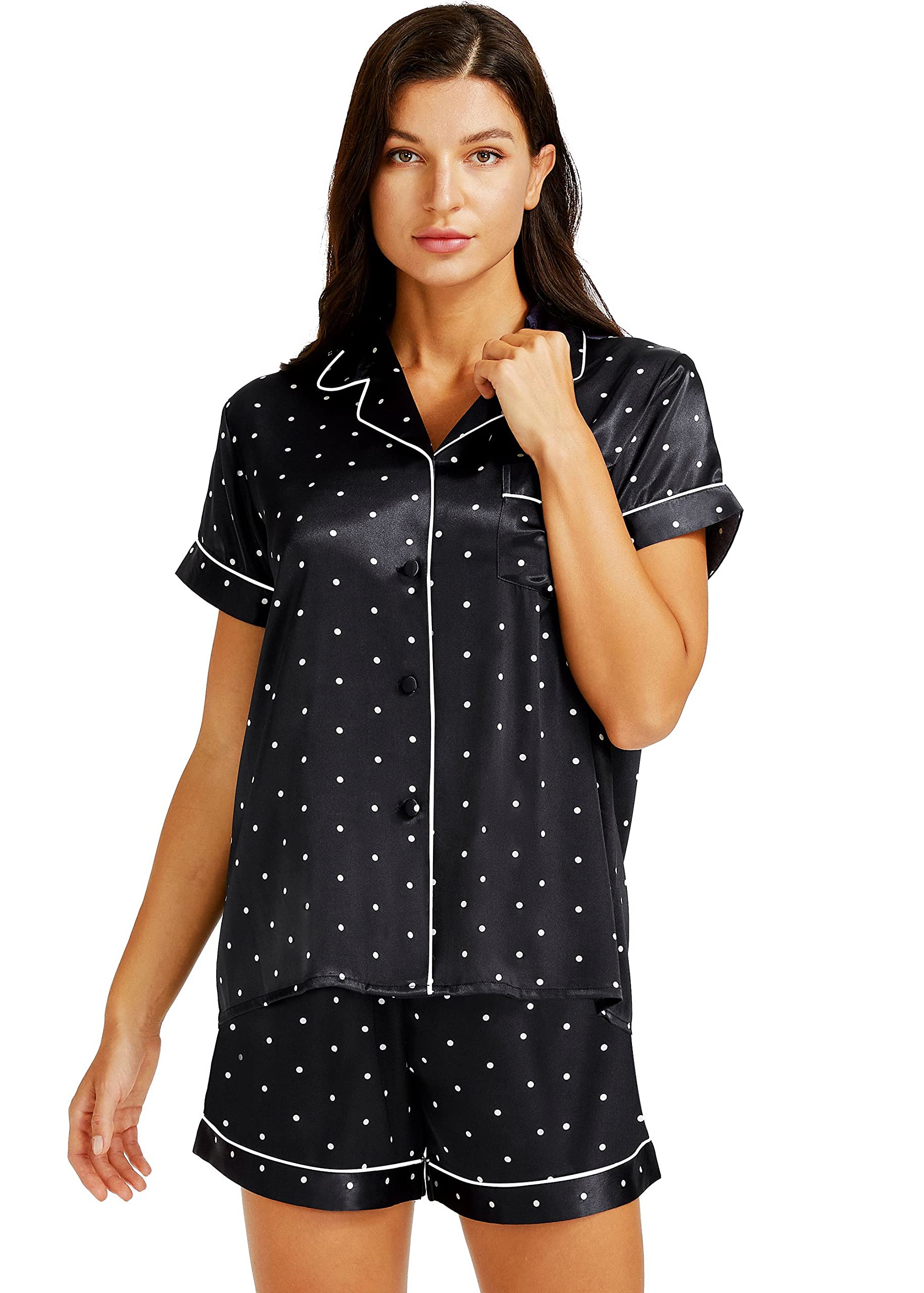 Lonxu Womens Silk Satin Pajamas Set Sleepwear Loungewear Xs 3xl