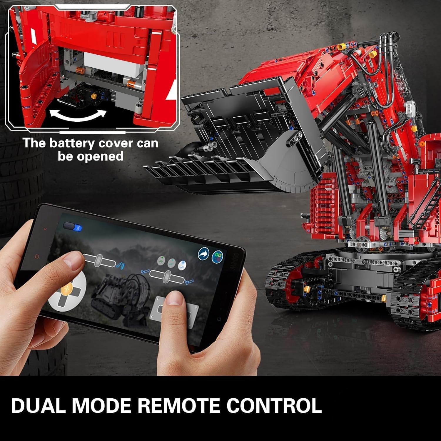 Mould King 17071 MOC Technik Ferngesteuert Bagger für RH400 Raupenbagger, Technologie Control+Excavator LKW-Modell Klemmbausteine BAUS RC Fahrzeug Klemmbausteine Bausatz （4767 Teile）