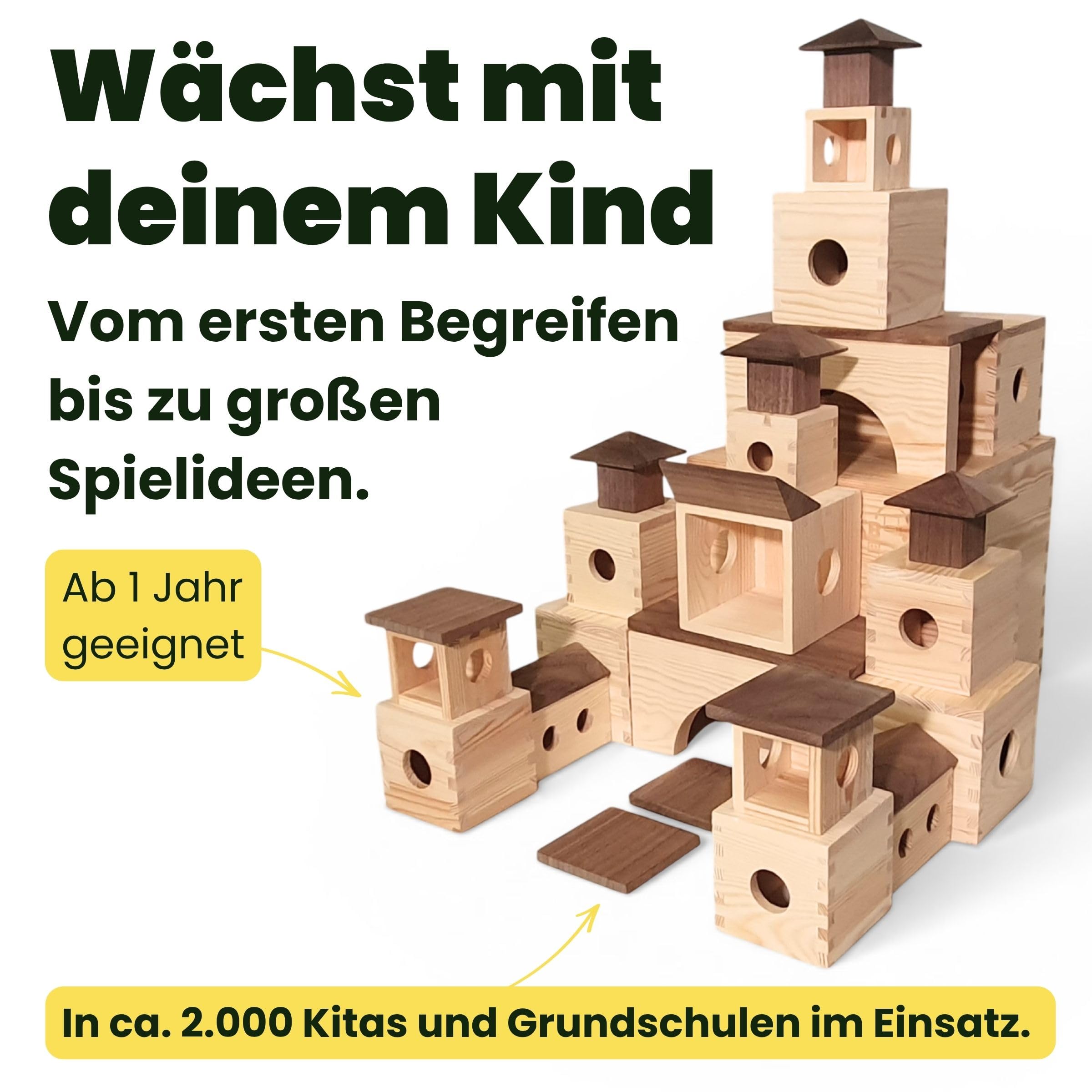 MATZBOX Montessori Kreativspielzeug aus Holzbausteinen – ausgezeichnetes Premium Spielzeug von 1 bis 7 Jahren – vielseitige Bauklötze & Boxen für freies, langanhaltendes Spielen, nachhaltiges Geschenk