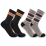 Carhartt Women's SC9282W Women's Midweight Stripe Crew Sock 2-Pack Large Assorted