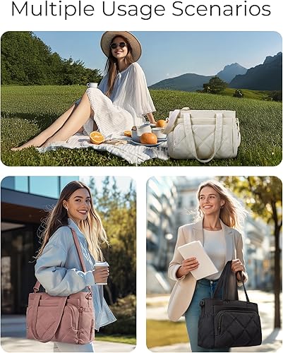 Miniatura 5 de BAGSMART Bolsa de almuerzo grande para mujer, bolsa de almuerzo aislada con múltiples bolsillos acolchada para el trabajo, al aire libre