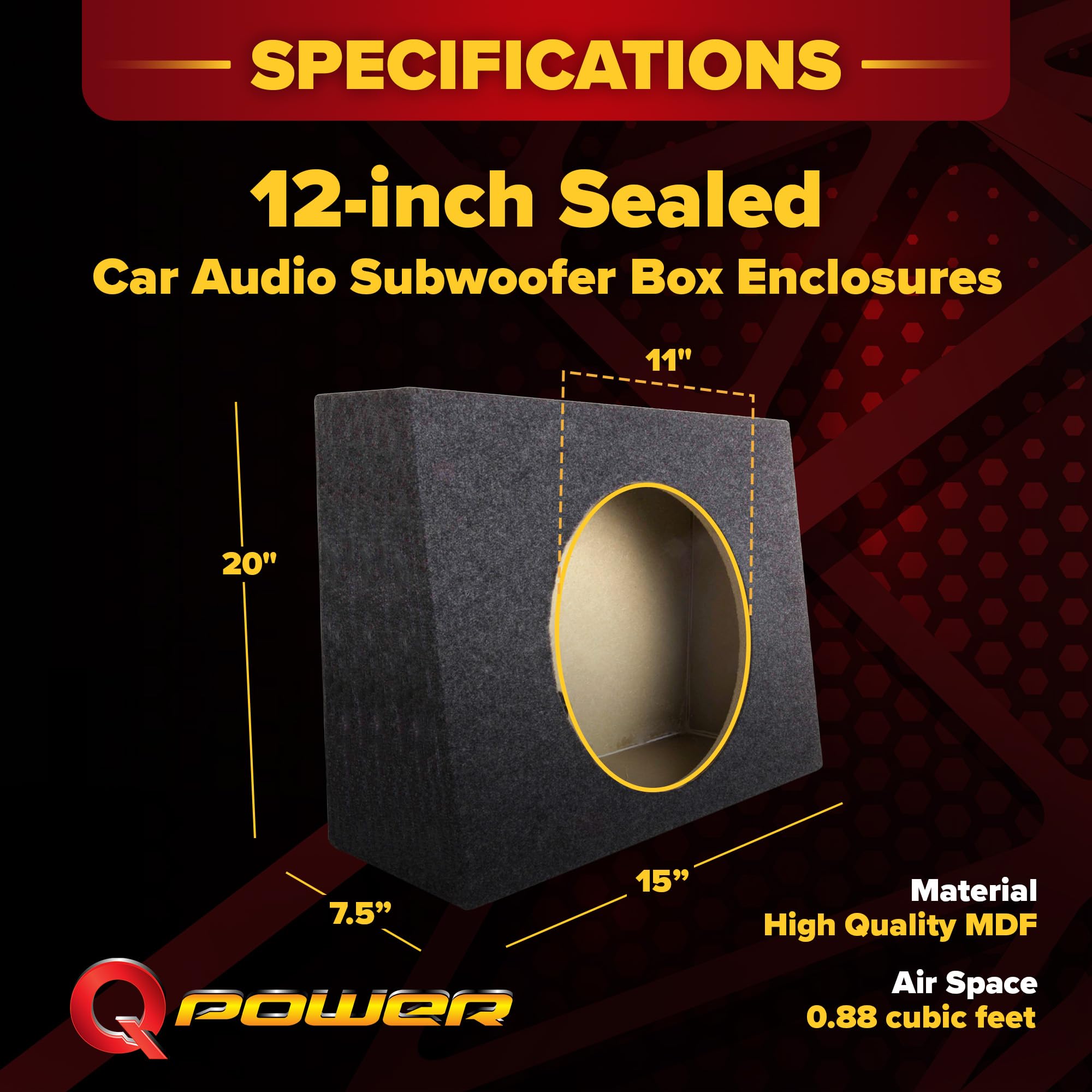 Q-power QTW12 pojedyncze 30 cm zamknięte obudowy subwoofera (para)