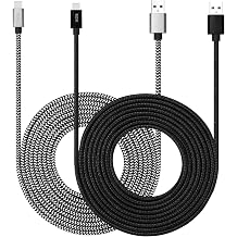 USB Type C Cable 10ft with 3A Fast Charging, 2Pack 10ft USB-C Nylon Braided Super Durable Charging Cord Data Sync Compatible with Galaxy S10/S9/S8/Google Pixel/LG/OnePlus and More Black + White
