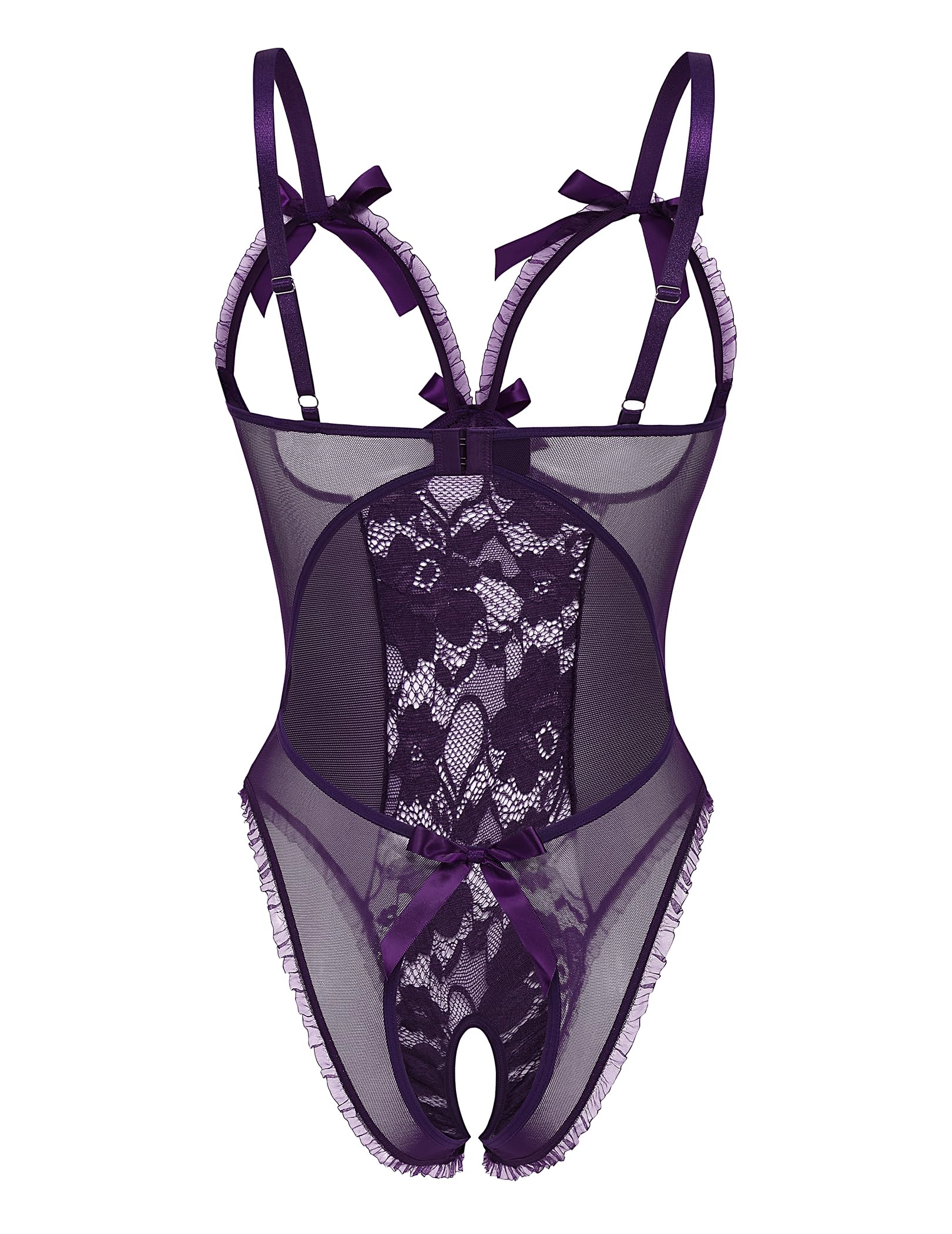 Avidlove Sexy Lingerie for Women One Piece Lace Babydoll Sleepwear Bodysuit: Medium Purple