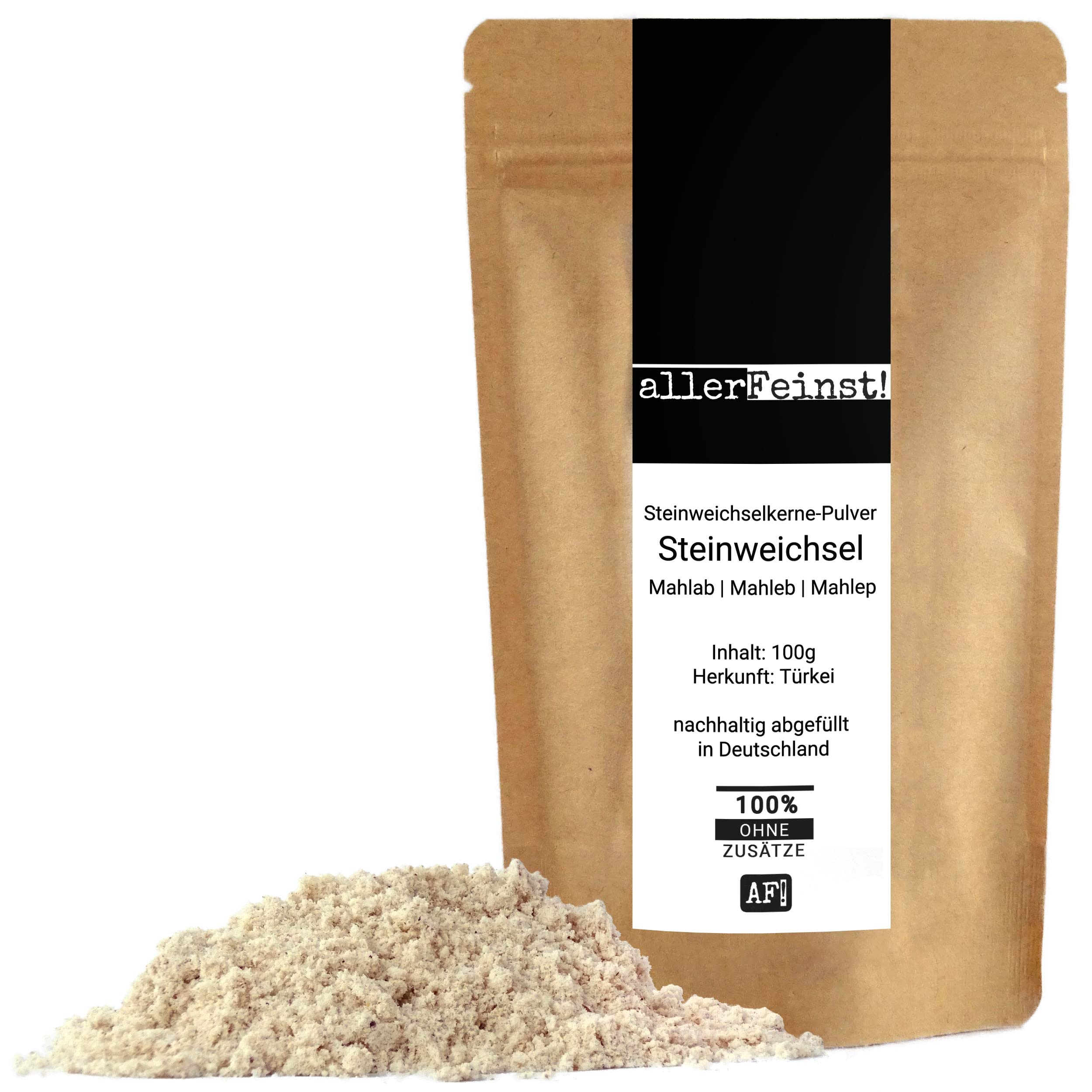 allerFeinst! - Mahlep Steinweichselkerne-Pulver Steinweichsel Mahlab Mahleb Felsenkirsche gemahlen - Tsoureki Gewürz (Griechisches Osterbrot), 1er Pack (1 x 100g)