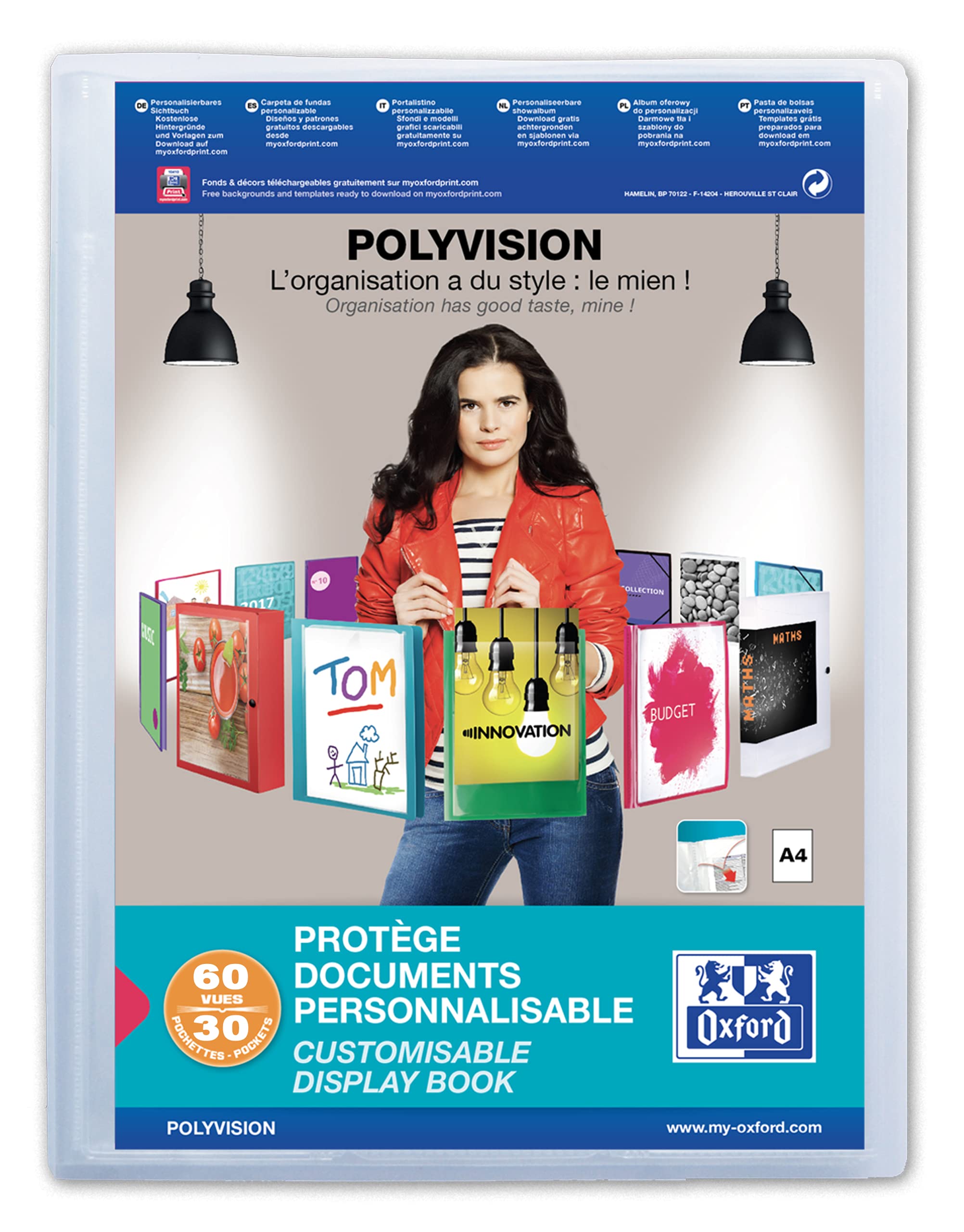 OxfordPolyvision A4 Document Protector 60 Photos/30 Pockets Polypropylene Cover Transparent