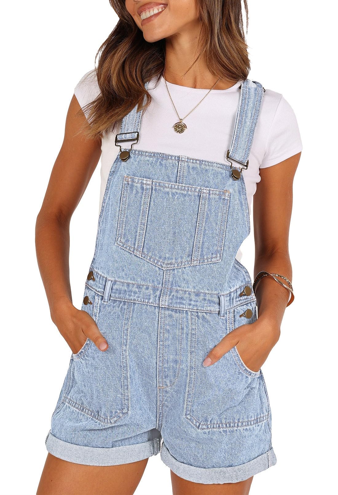 Sovoyontee Damen Jean Shortalls Träger Denim Overalls Shorts Strampler Jumpsuits