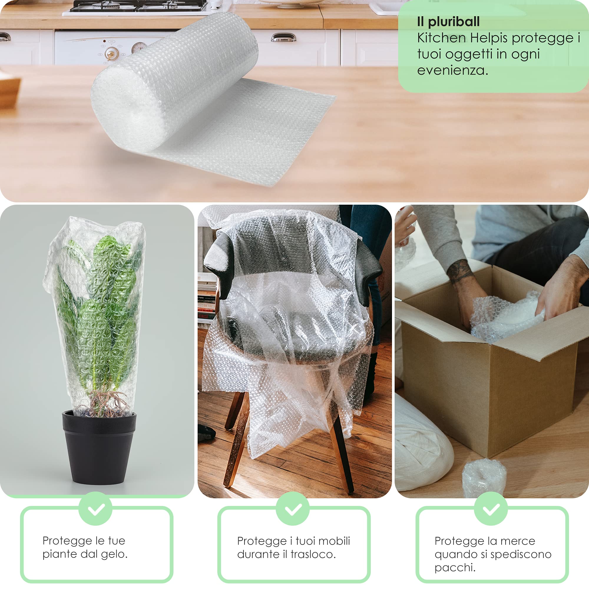 Pluriball 10m x 40cm, pluriball imballaggio (extra spesso - 75µ / 3 strati), carta imballaggio, plastica per imballaggio, imballaggio bolle, carta imballaggio bolle, rotolo pluriball