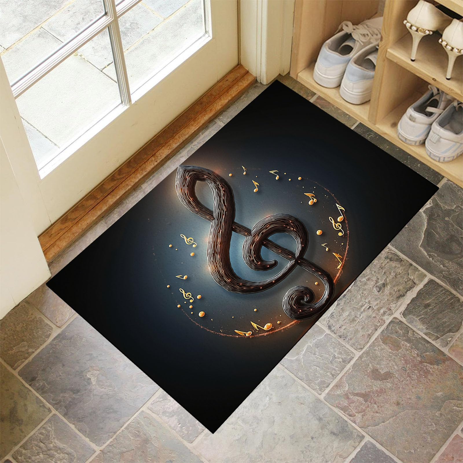Tapis de porte thème musical absorbant et facile à nettoyer