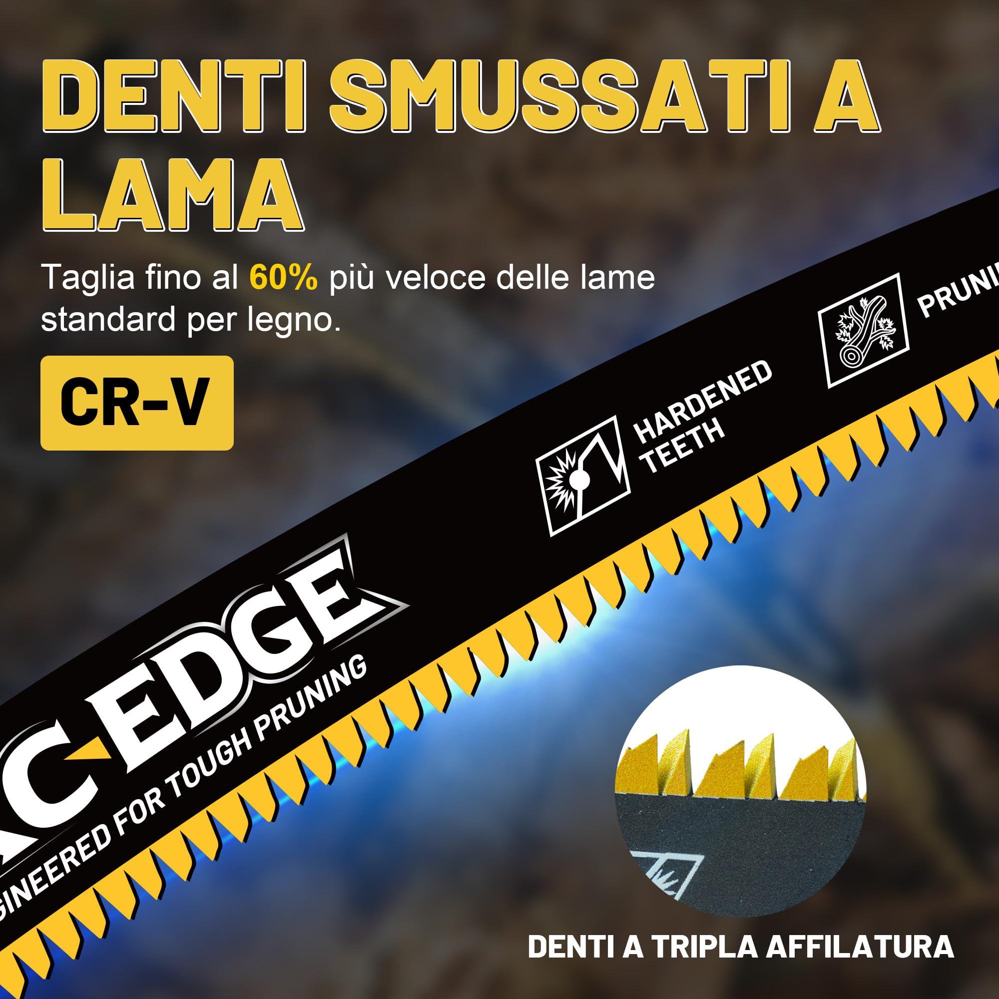 TOLESA Lama sega reciprocante giapponese da 380mm, lama sega per potatura di legno con bordo ad arco da 6 TPI per potatura degli alberi, taglio del legno, 3 pezzi