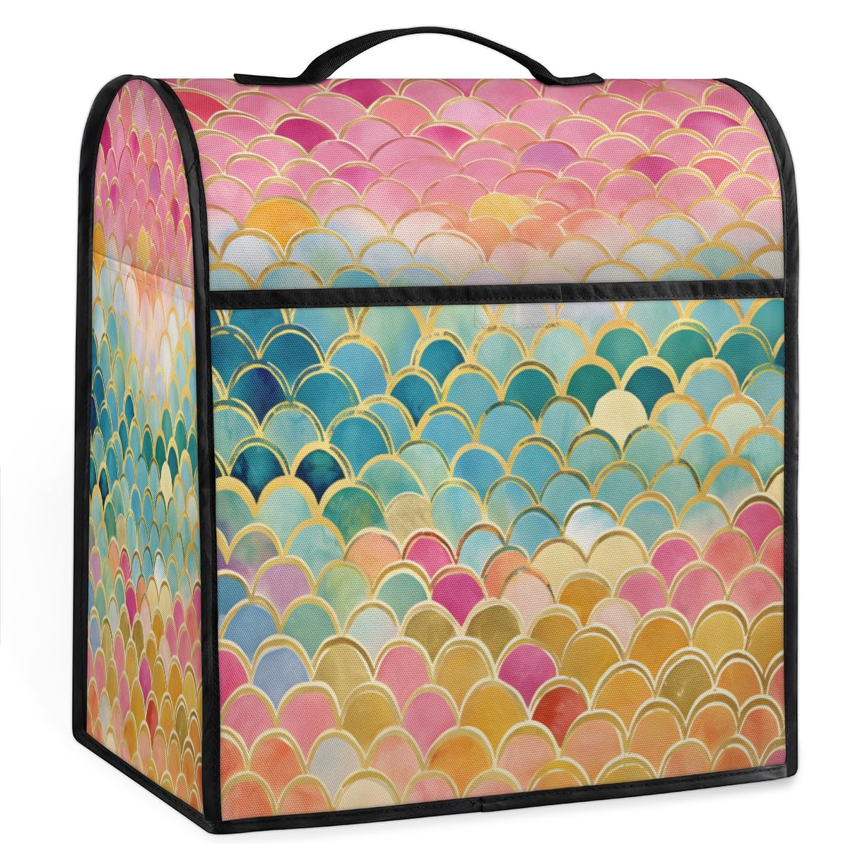Coffee Maker Cover Mermaid Scales Kitchen Appliance Covers Small Appliance Covers Blender Cover Juicer Cover Dust Covers for Kitchen Appliances with Top Handle and Pockets,Washable,B410