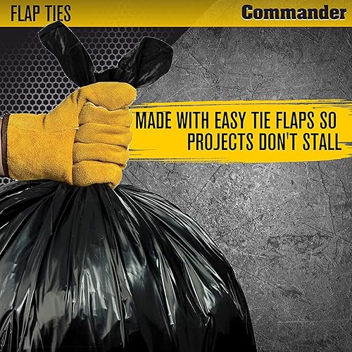 Miniatura 5 de Commander Bolsas de basura negras de 39 galones de 1.2 milésimas de pulgada con solapas - 33 x 41 pulgadas - Paquete de 40 unidades - Para el hogar,