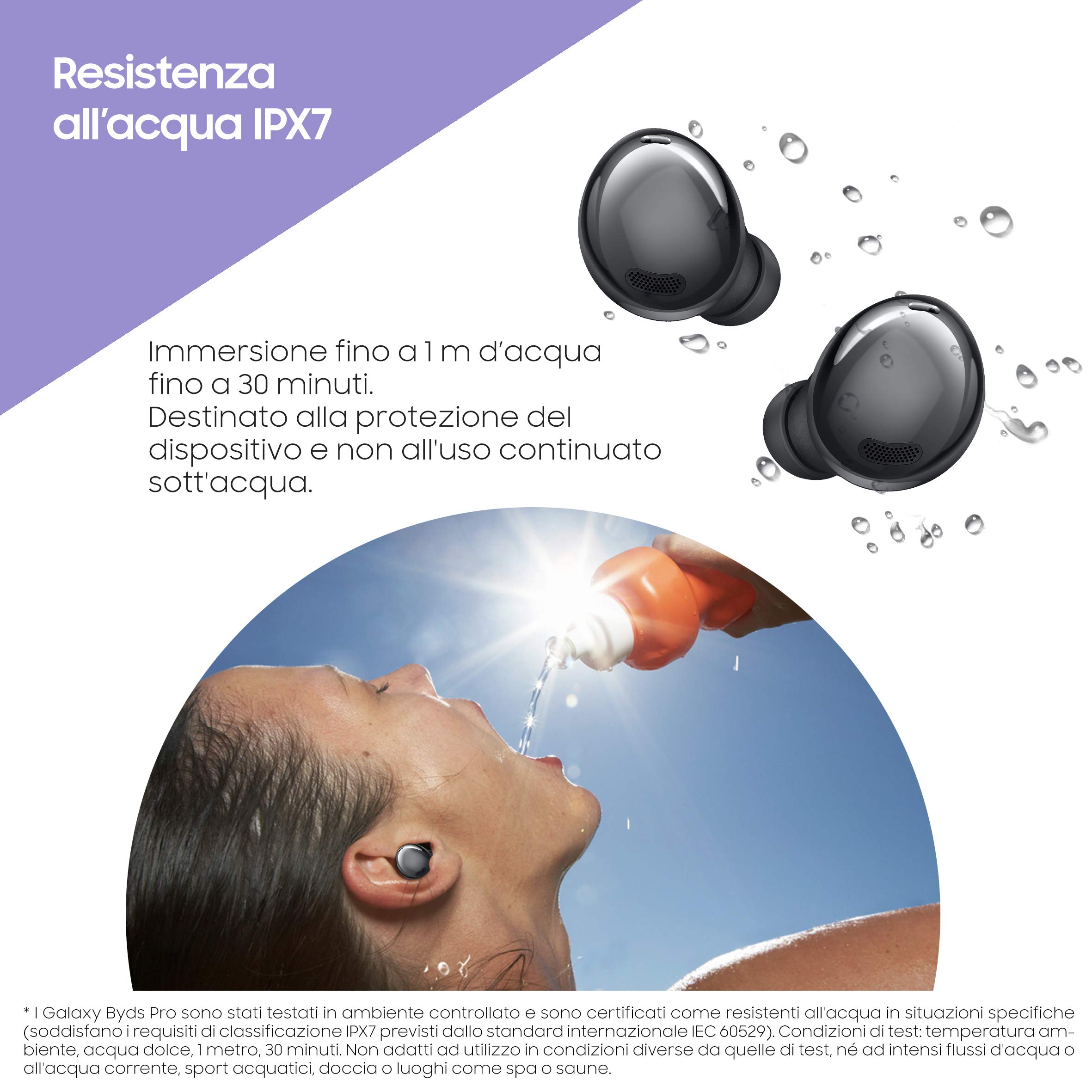 Samsung Galaxy Buds Pro Écouteurs sans Fil + Adaptateur USB-C, Annulation Active du Bruit, Son ambiant, IPX7, Charge sans Fil, Noir (Phantom Black) [Version française]