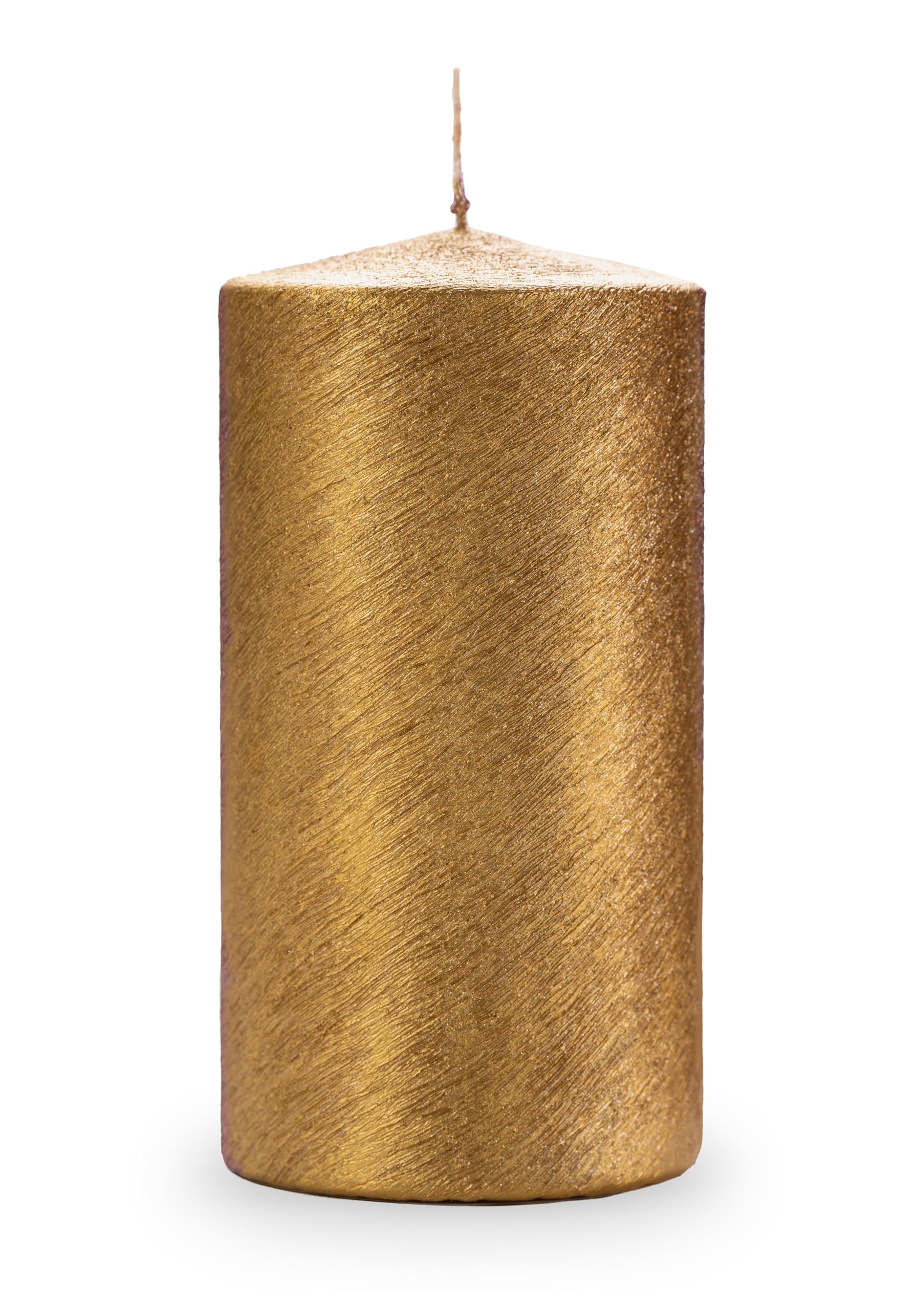 Metallische zerkratzte Kerze Durchmesser 10 cm Höhe 20 cm - Gold