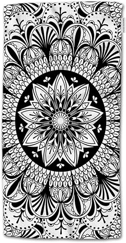 HGOD DESIGNS 100% algodón suave toallas de baño mandala floral patrón blanco y negro 15 "X30