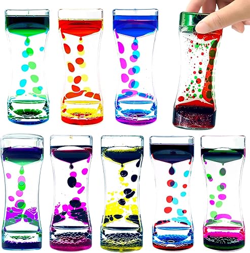 OCTTN Temporizador líquido de burbujas de movimiento juego de 9 grandes temporizadores líquidos de escritorio para juguete inquieto temporizador de