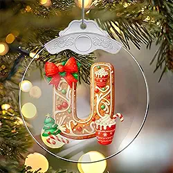 Enfeites de Natal pendurados, decoração de férias, arte de enfeite de letra U, decoração de interiores de carro, enfeite de árvore de Natal para pendurar artesanato colecionáveis para presente de