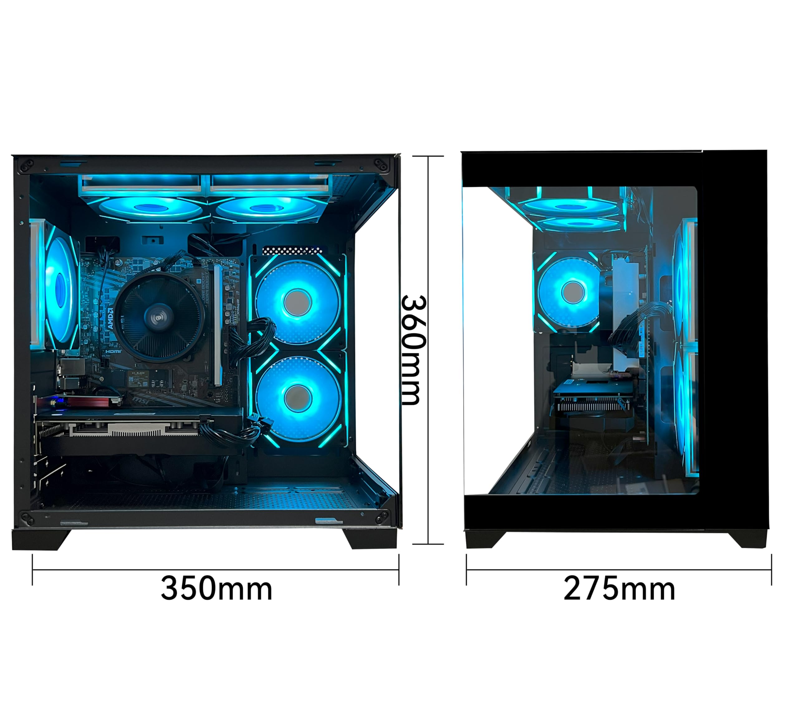 Gaming-PC, Desktop-Computer, AMD Ryzen 5 5500, RX6500XT 4GB Grafikkarte, 16 GB DDR4-RAM, 512 GB NVMe-SSD, ARGB-Lüfter, geeignet für Gaming, Design und Büro, Sea-View-Gehäuse, vorgefertigter Tower