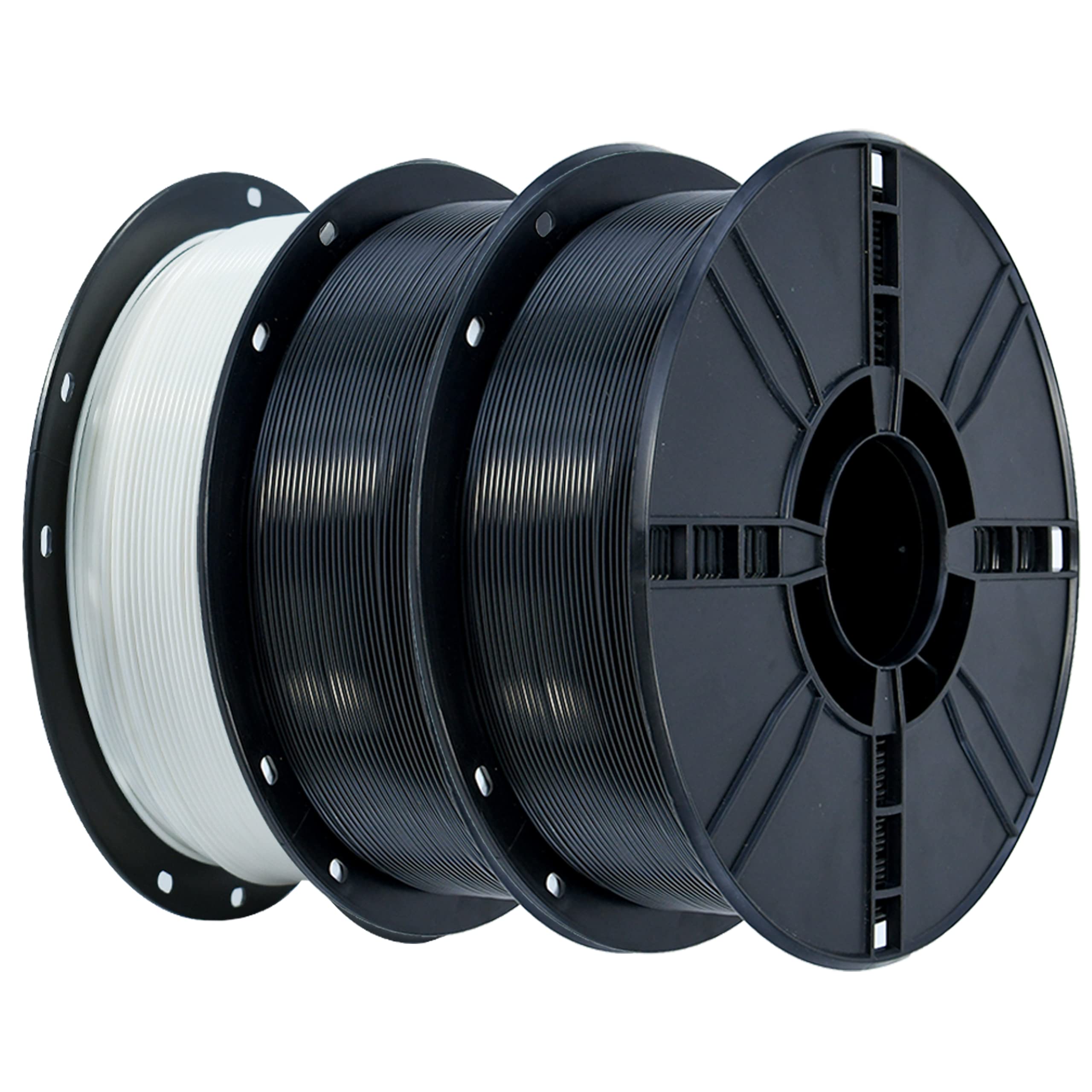 iBOSS PLA+ Filament 1.75 mm, 3 kg Reel, PLA Plus 3D Printing Filament, 3D Printer and 3D Pen (Black x 2 + White x 1)