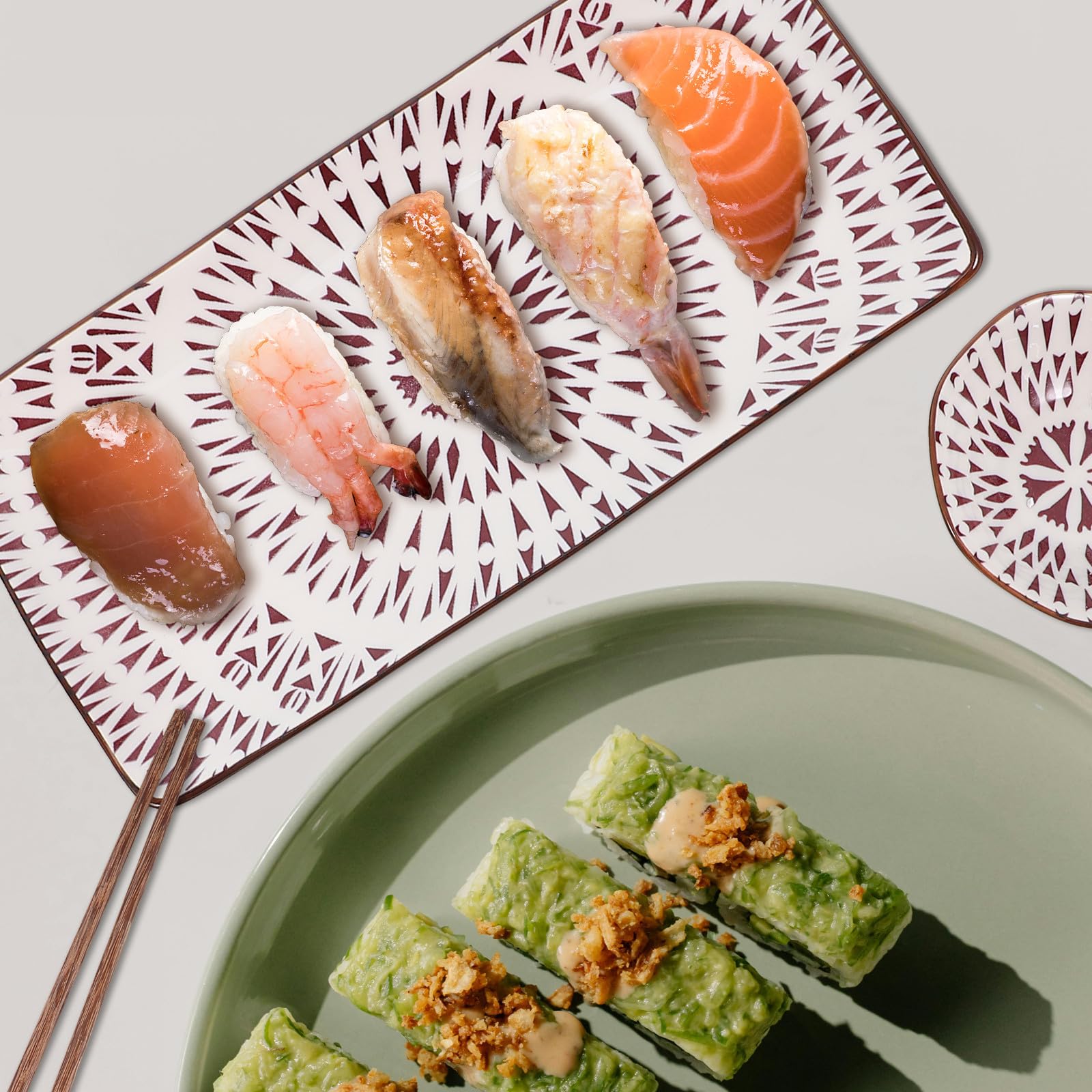 TOYANDONA Set de 2 Assiettes à Sushis en Céramique pour Restaurant