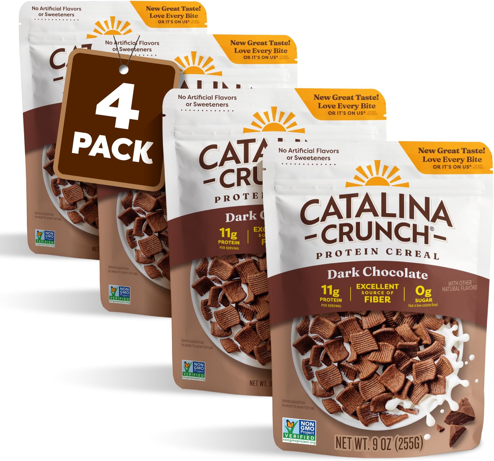 Keto Cereals Double Black Chocolate Pack of 4 | No Sugar, Keto, Low Carb, Gluten Free | Catalina Crunch | 255 g