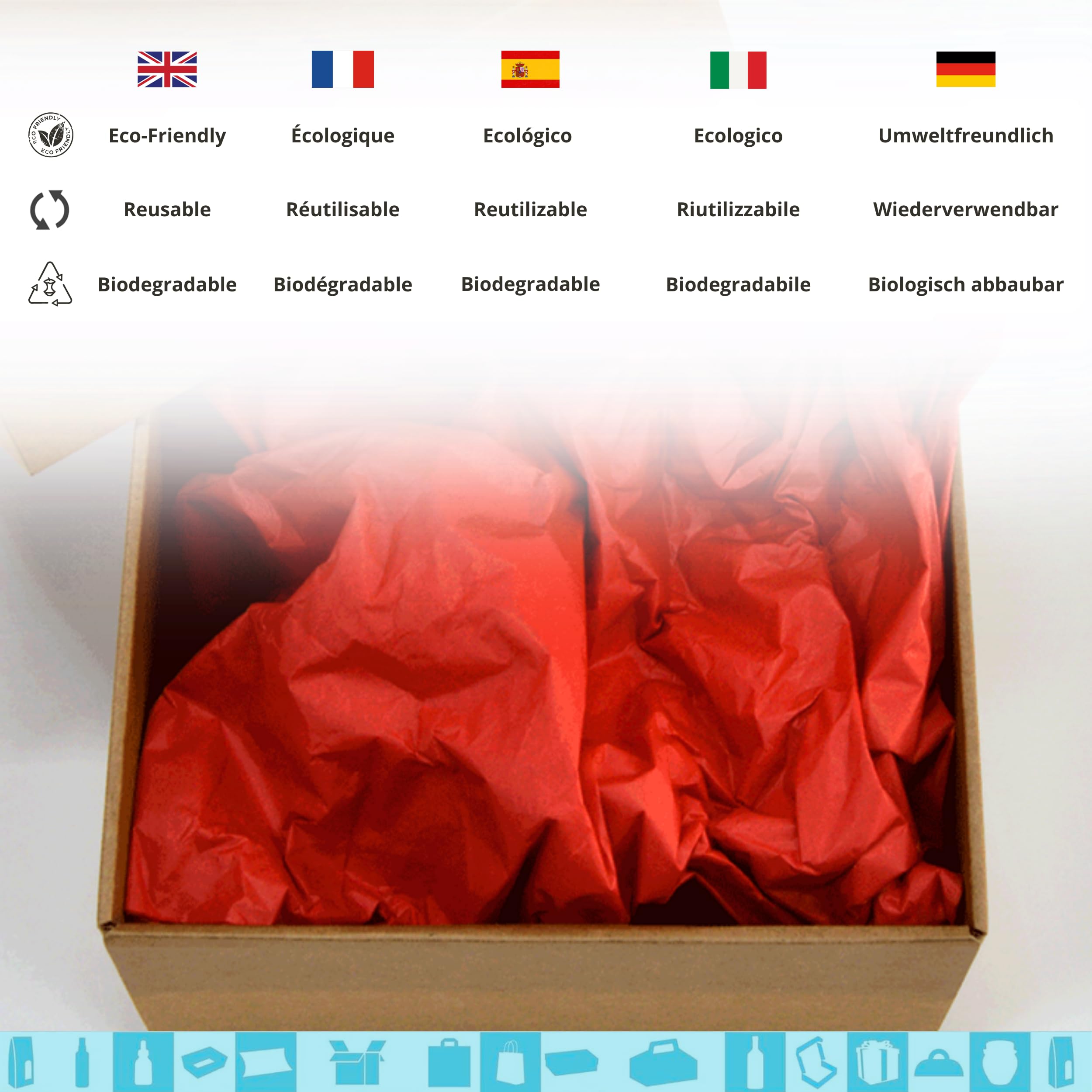Seidenpapier Infinitum Rot (500er-Pack), 50 x 75 cm