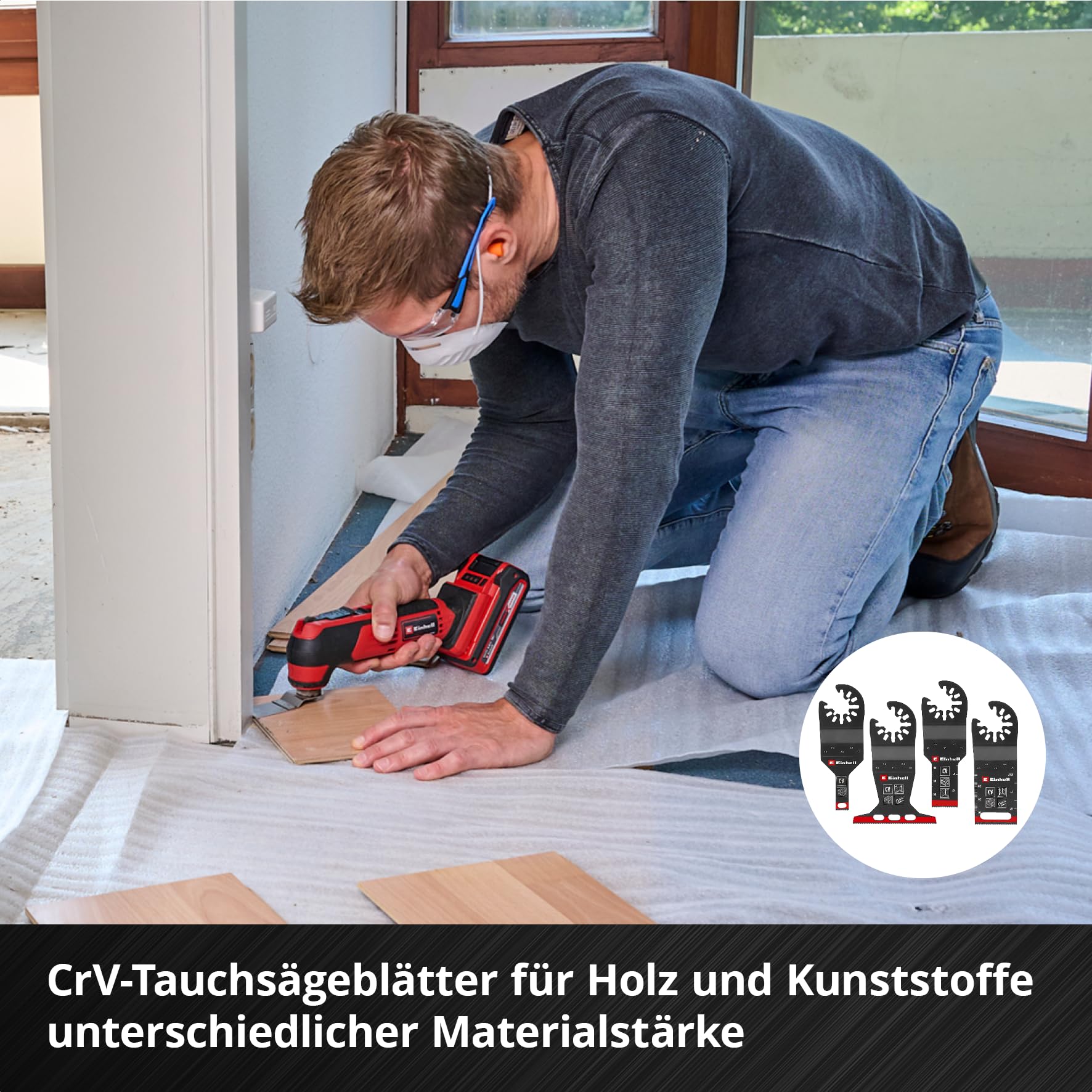 Original Einhell XXL-CASE 70-tlg. Multitool-Set (BiM/CrV-Tauchsägeblätter, HCS/HM/BiM-Halbrund-Sägeblätter, HM-Delta-Raspel, Delta-Trägerplatte, Schleifpapier, Dremel-Adapter)
