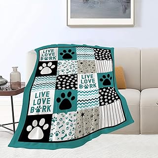 Dog Blanket Dog Paw Print Throw Blankets Cozy Fleece Flannel Blanket Soft Warm Plush Lightweight Bedding Blanket Dog Gift for Couch Sofa Bed for Boys Girls Men Women Teen Girls Kids 40