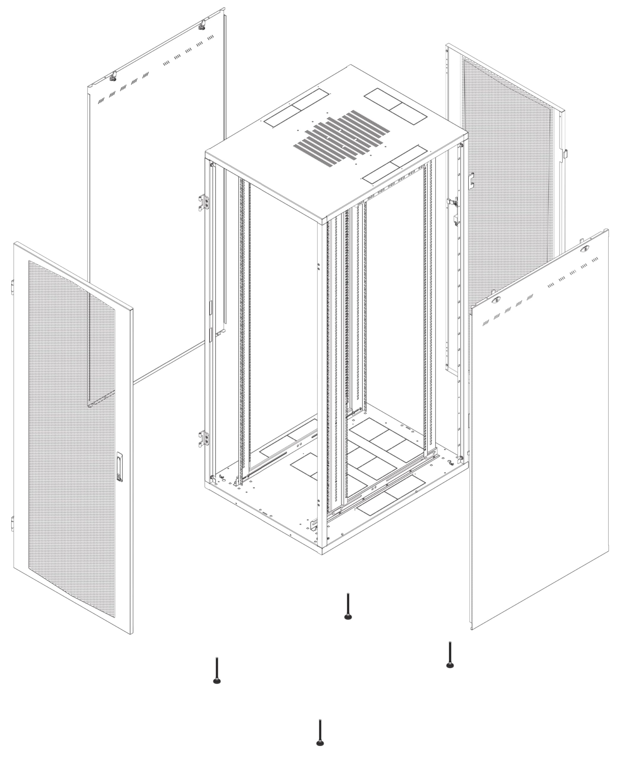 INTELLINET 161378 Armadio Server Rack NextGen 1000 19" 800x1200 27U Nero Porta Grigliata Nero