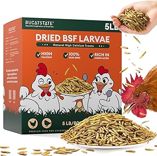 BUCATSTATE 5LB Dried Black Soldier Fly Larvae | 85x More Calcium Than mealworms | High Protein Non-GMO BSFL Treats for Chickens, Ducks, Wild Birds, Reptiles, Hedgehogs & Pond Fish