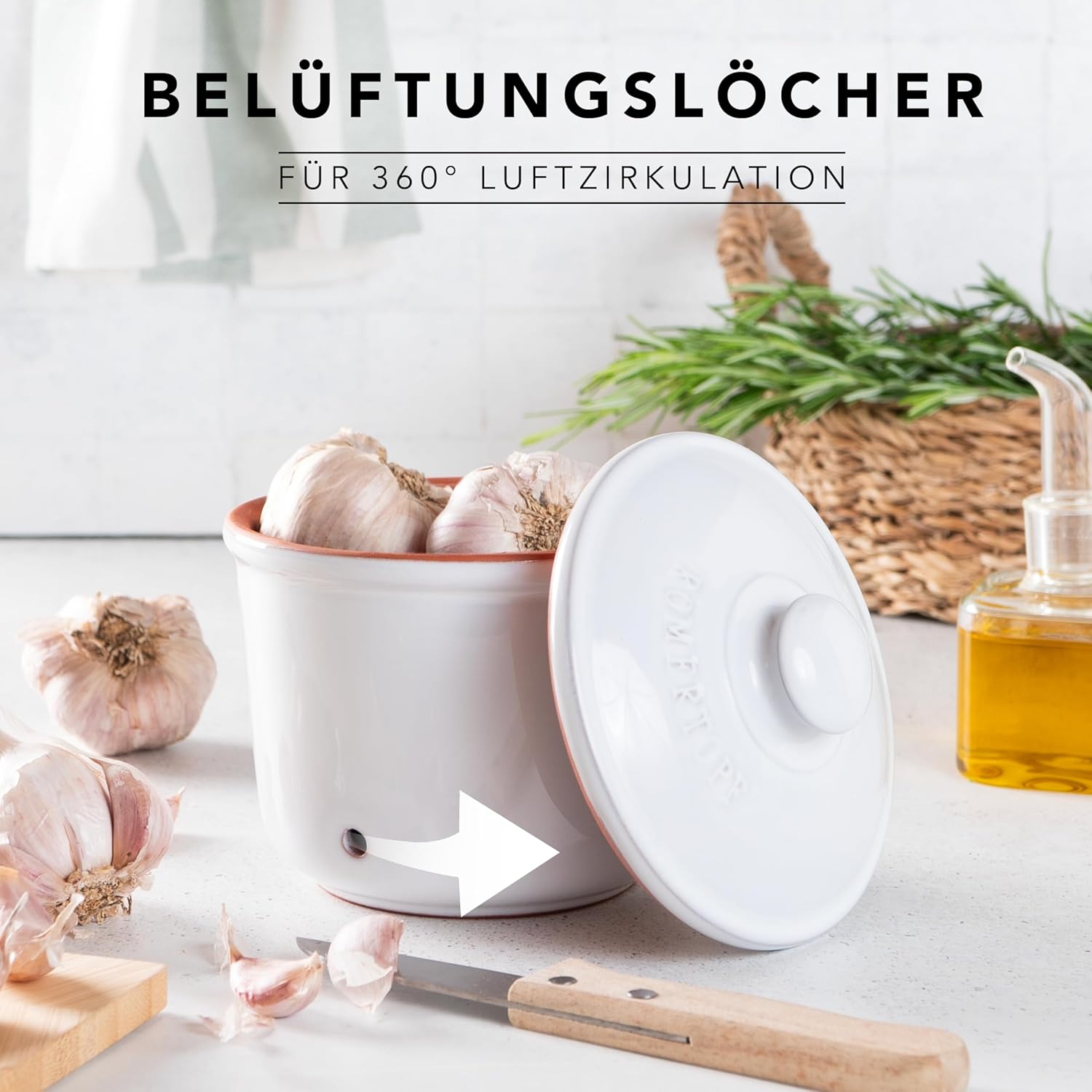 Römertopf Ceramic Garlic Pot 0.2Kg White