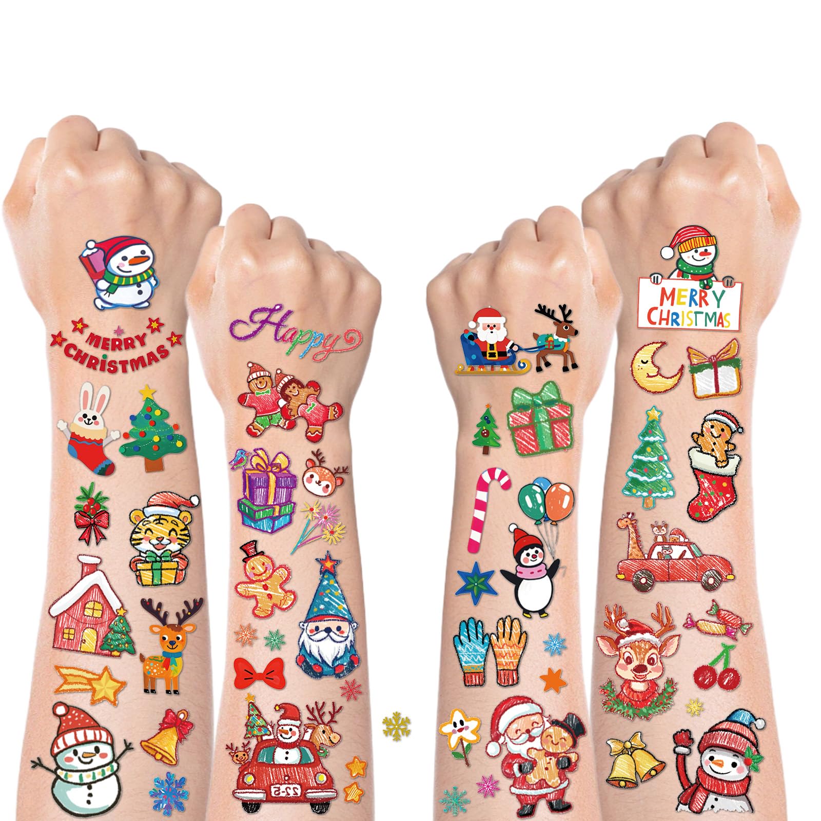 180 Styles Non-luminous Christmas Tattoos Party Favors for Kids, Christmas Goodie Bag Stocking Stuffers Temporary Tattoos, Christmas Classroom Gifts Treats Party Games Supplies for Kids Boys Girls