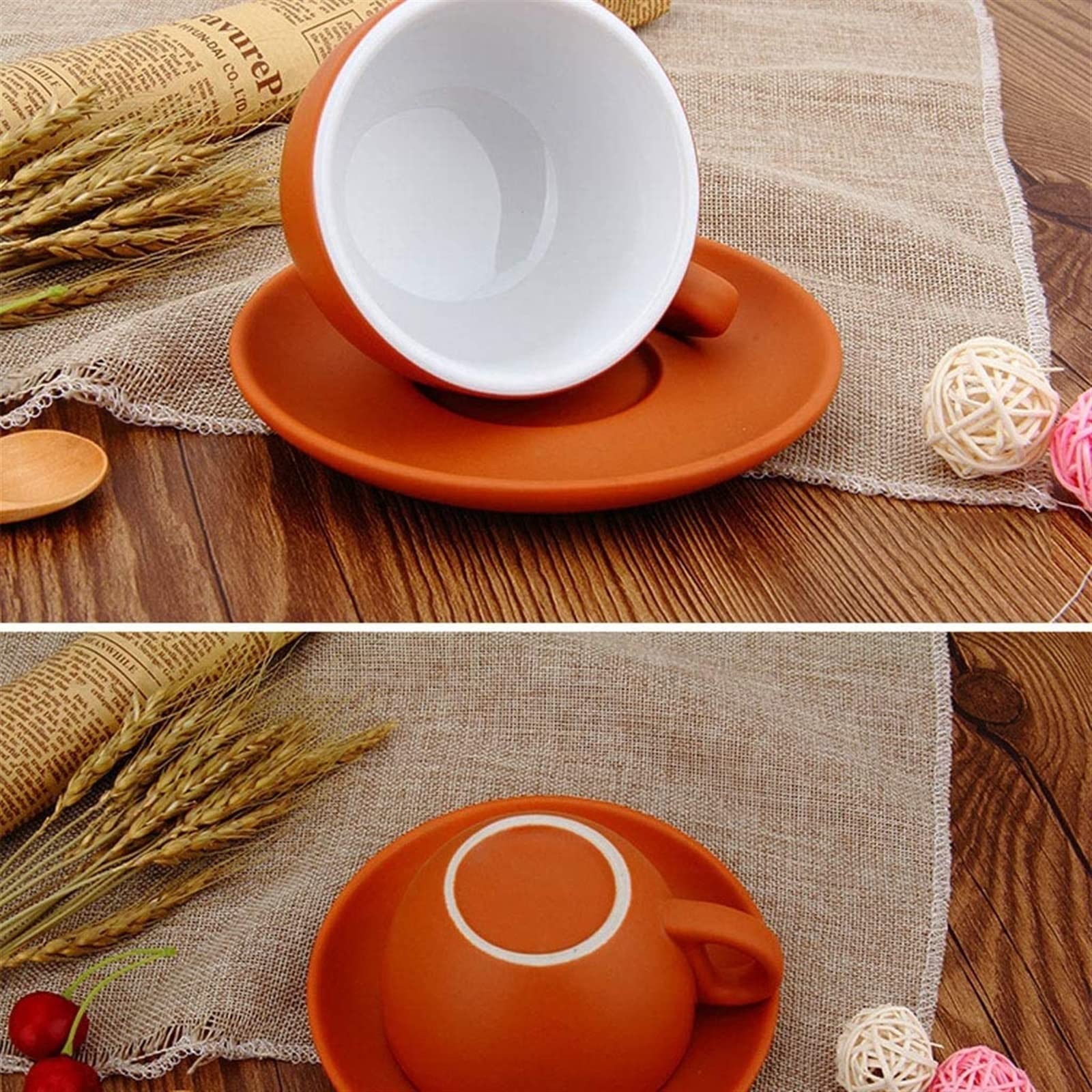 Tazze da caffè Tazza, Tazze da tè e piattino, Set di piattini for Tazze da caffè con stuoia in Stile tè Latte Tazza da caffè in Ceramica Tazza da Ghirlanda Professionale (Colore : A)