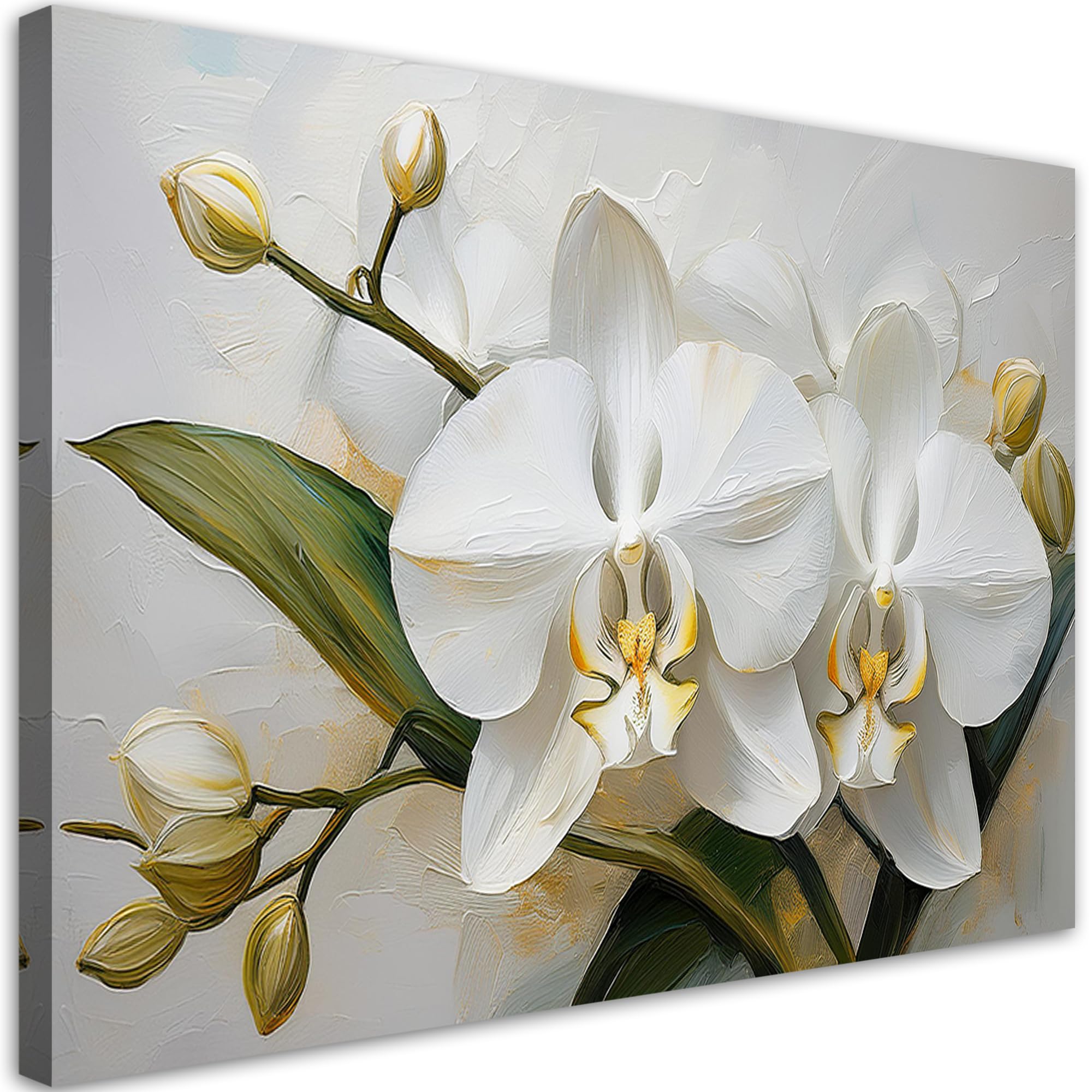 Feeby Impresión en Material Tejido no Tejido - cuadros decoracion salon modernos - cuadro lienzo - 90x60 cm - lienzo grande - Flor Orquídea Pintada- cuadros decoracion salon