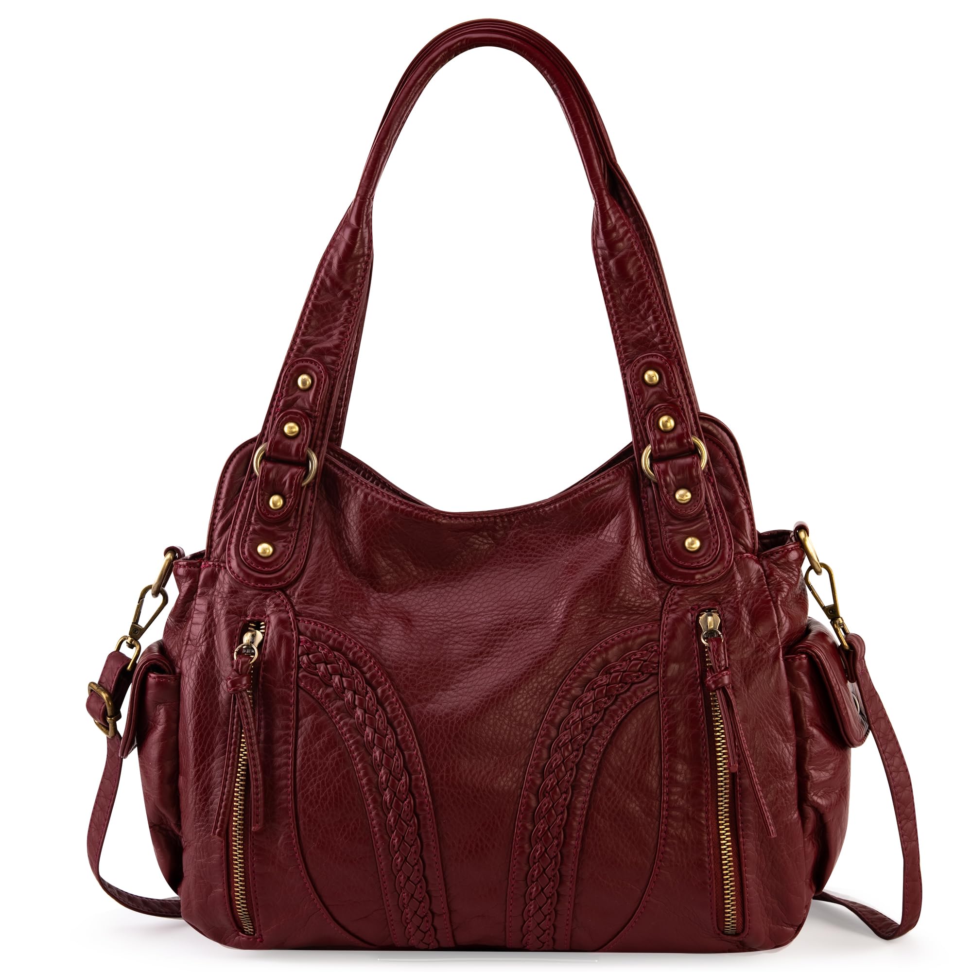 Montana West Washed Leather Hobo Bags for Women Roomy Handbags with Crossbody Strap