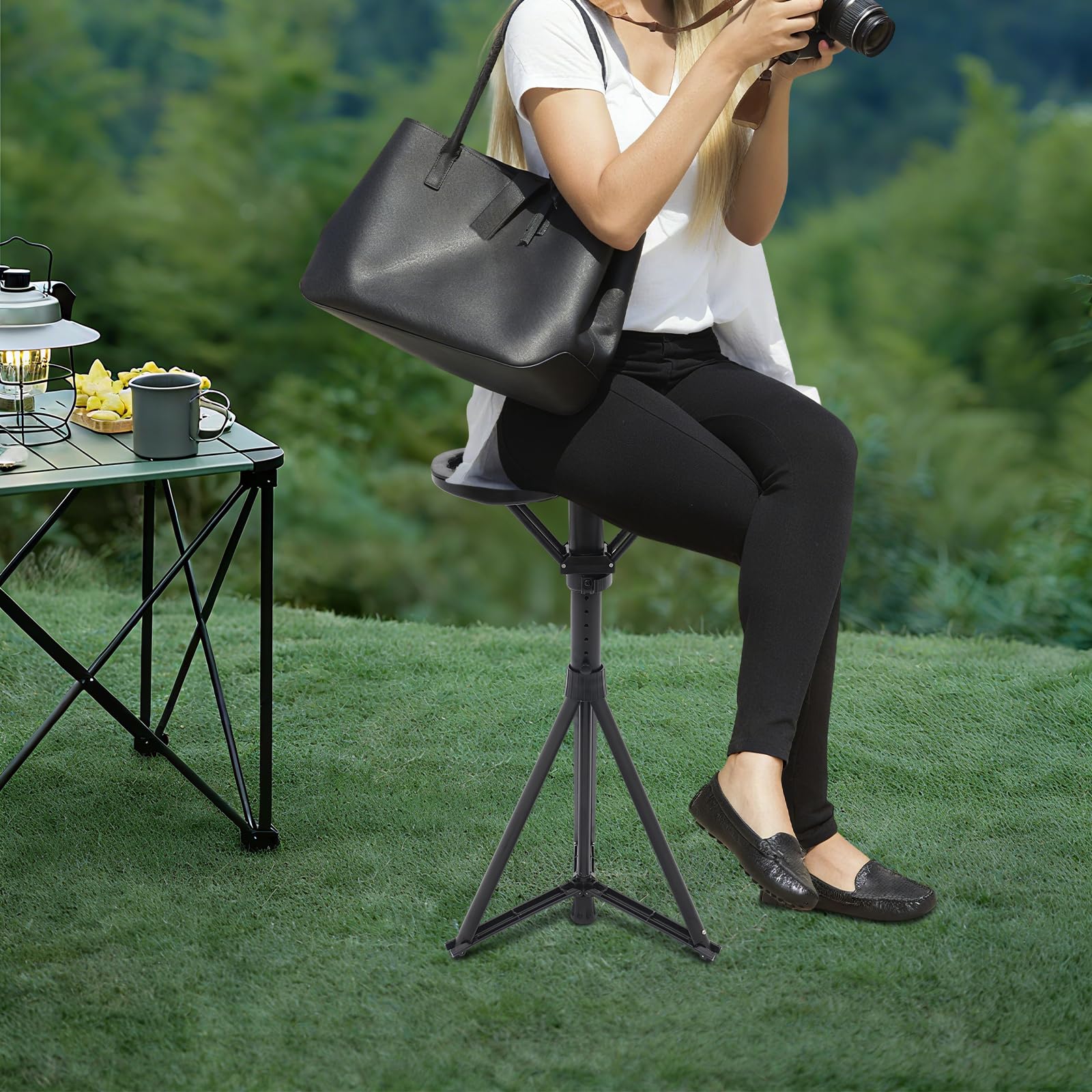 Aluminiowy kij trekkingowy z siedziskiem – laska i taboret z regulacją wysokości, obciążenie 150 kg, 87-95 cm – idealny dla seniorów, wędrowców i aktywności na świeżym powietrzu