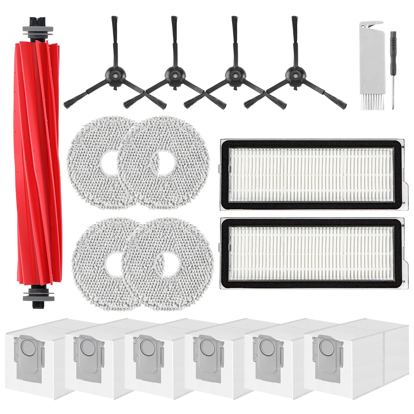VIEWALL Zubehör,Staubbeutel,Wischtücher für Roborock Serie, Qrevo S5V,Qrevo Curv,Qrevo Curv S5X,Qrevo Edge,Qrevo Edge S5A,Saros 10R,Saros 20,Qrevo CurvX,Qrevo Curv 2 Pro/Prox Staubsauger