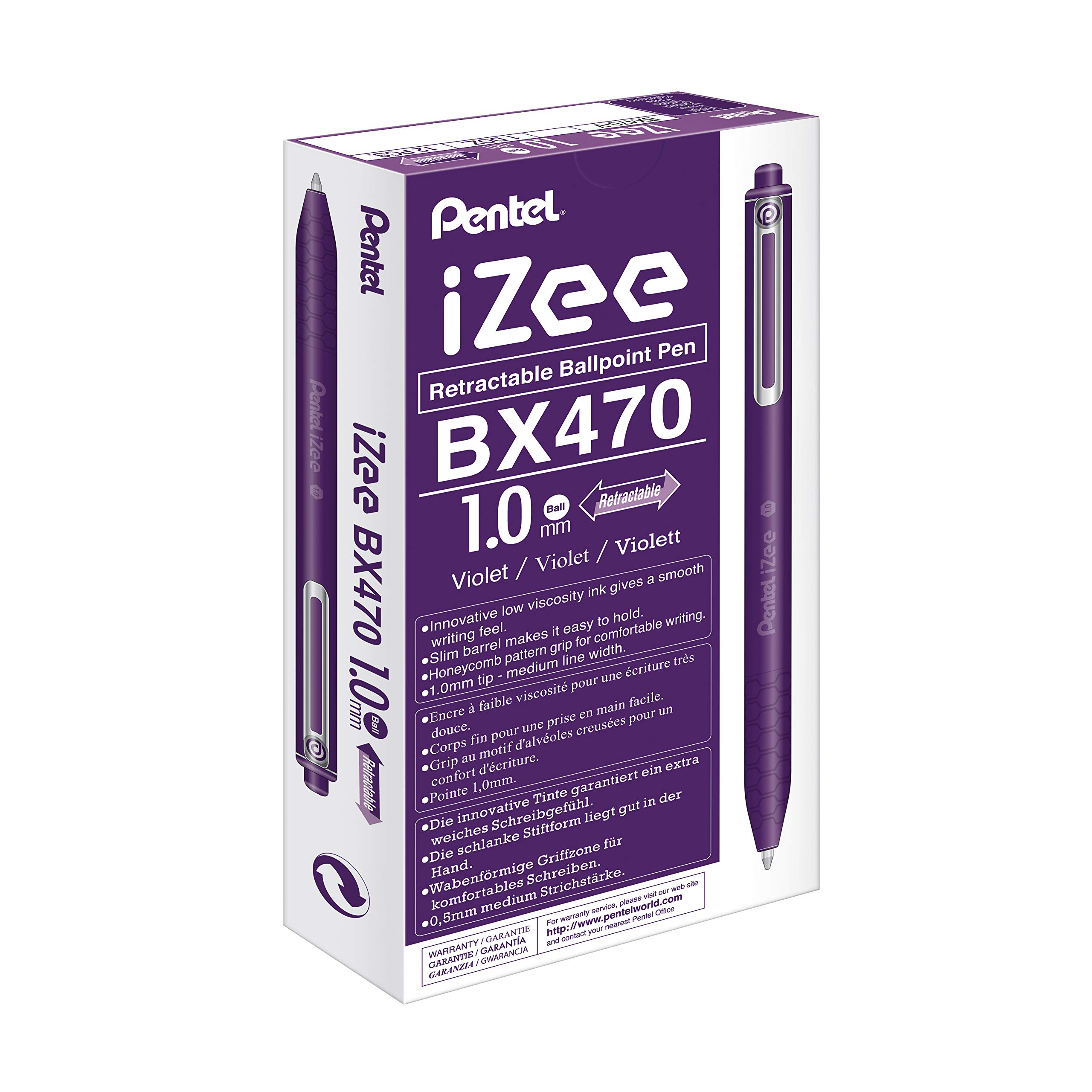 Pentel iZee BX470 - Penna a sfera retrattile, 1 mm, confezione da