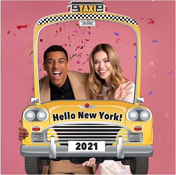 Taxi Photo Booth Frame, Car Photo Booth Prop, Birthday Photo Booth Frame, NYC Party Decoration, Yellow Cab Photo Booth Backdrop, Yellow Taxi Selfie Photo Booth Frame, Sizes 36x24 and 48x32 Inches