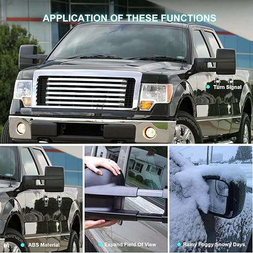 Miniatura 3 de Autodayplus, compatible con Ford F150 2004-2006 espejos laterales de pasajerochofer, señal de giro, climatizada, luz de charco, par de espejos de