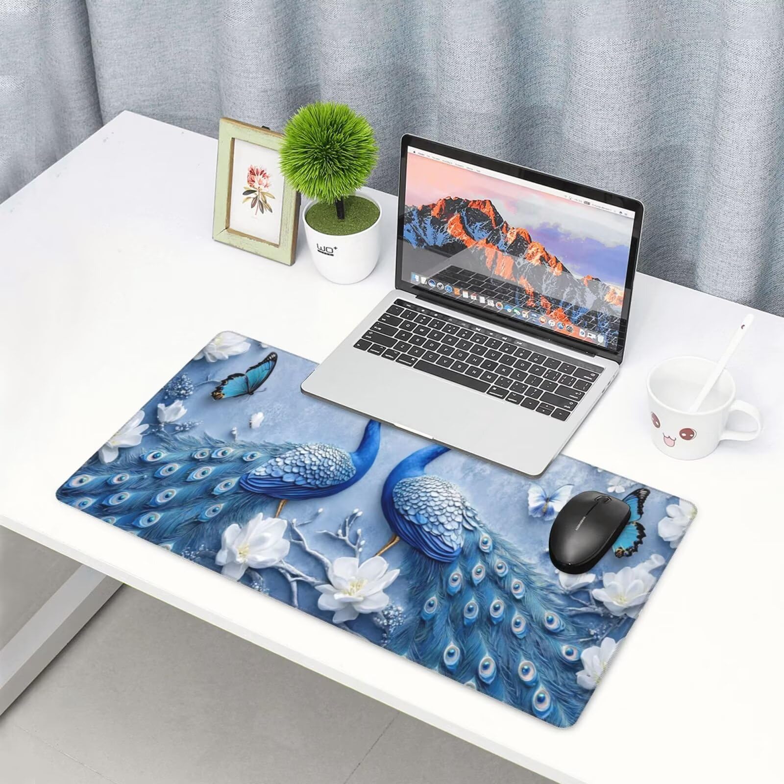 Podkładka pod mysz dla par XXL paw mata na biurko 1600 x 800 x 3 mm zmywalna podkładka do gier do laptopa, z antypoślizgową gumową podkładką dla graczy, PC, pracowników biurowych Y593