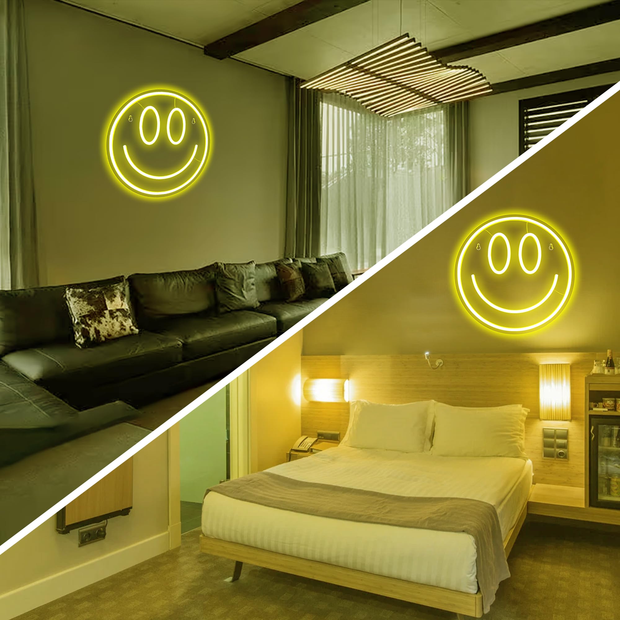 Smile Insegna al neon Insegna al neon con luce LED alimentata tramite USB giallo Bright Night Light per bar negozi Caffè, festa di compleanno, matrimonio