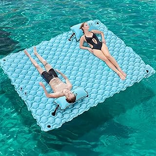 SEBOR Lake Floats with Pool Hammock,72"X 72"，114"X 90" Giant Inflatable Floating Mat for Lake Pool Boating Beach, Floating Island,Swimming Pool Party, and Family Fun