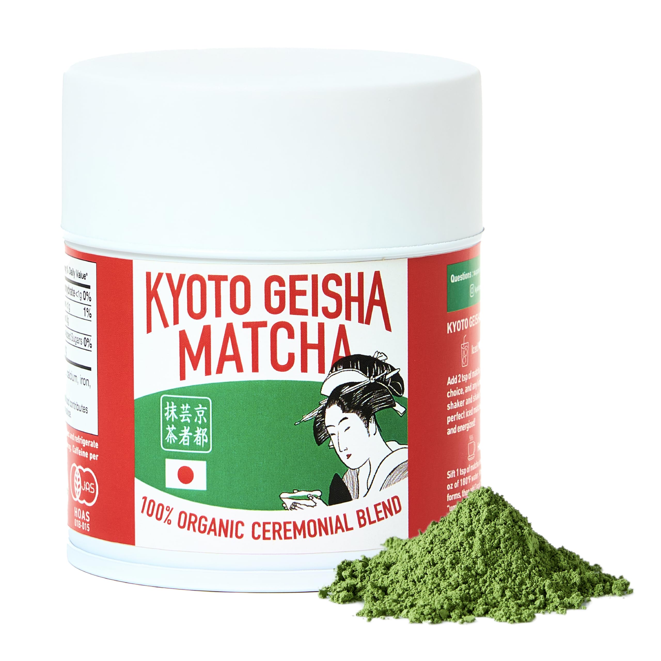 Organic Super Ceremonial Grade - Authentic Japanese First Harvest Single Origin Matcha Green Tea Powder Blend from Kyoto (30g / 1.06oz)