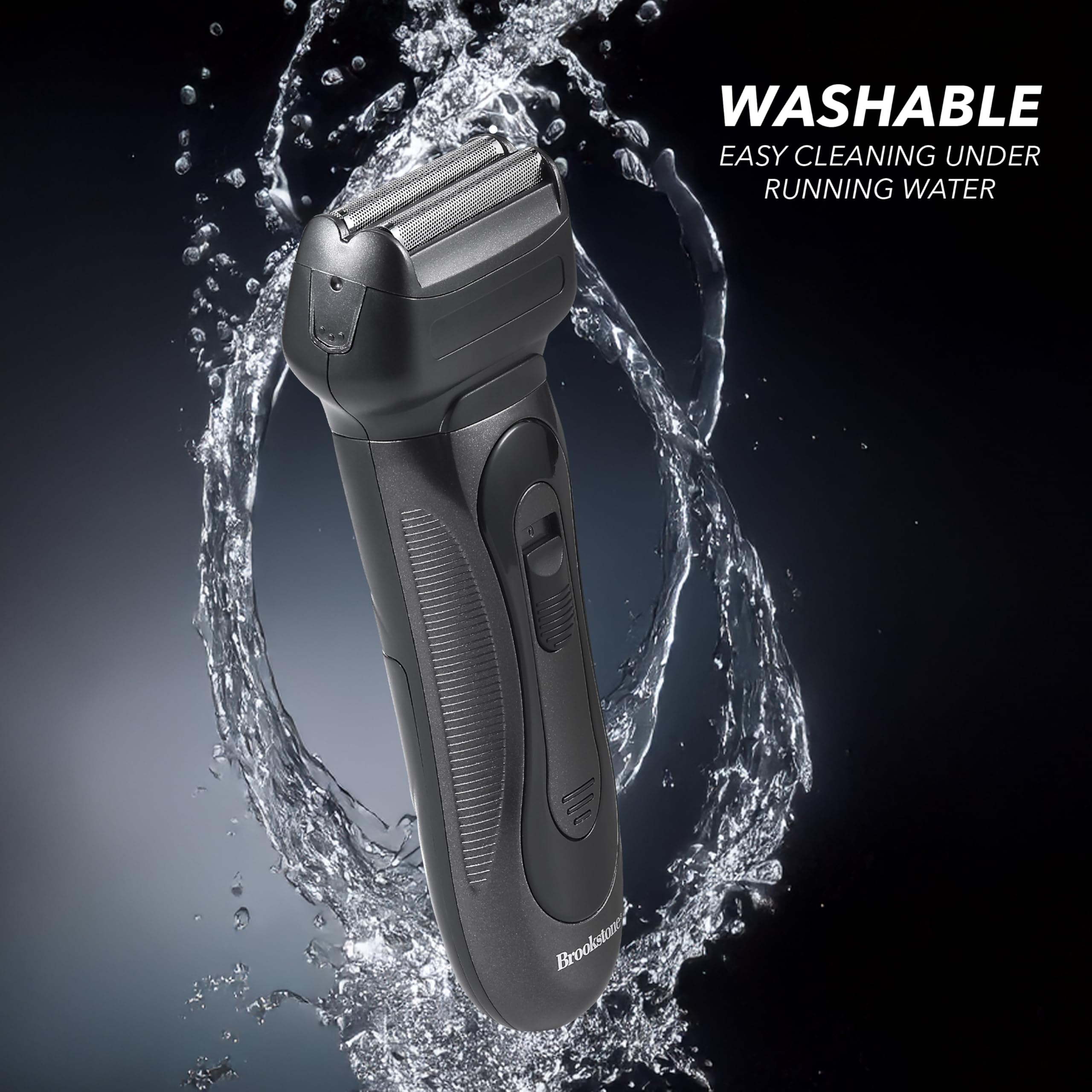Brookstone - Electric Razor for Men, Foil Shaver, Precision Foil Blades, Comfortable Close Shave, Professional Quality (Black)