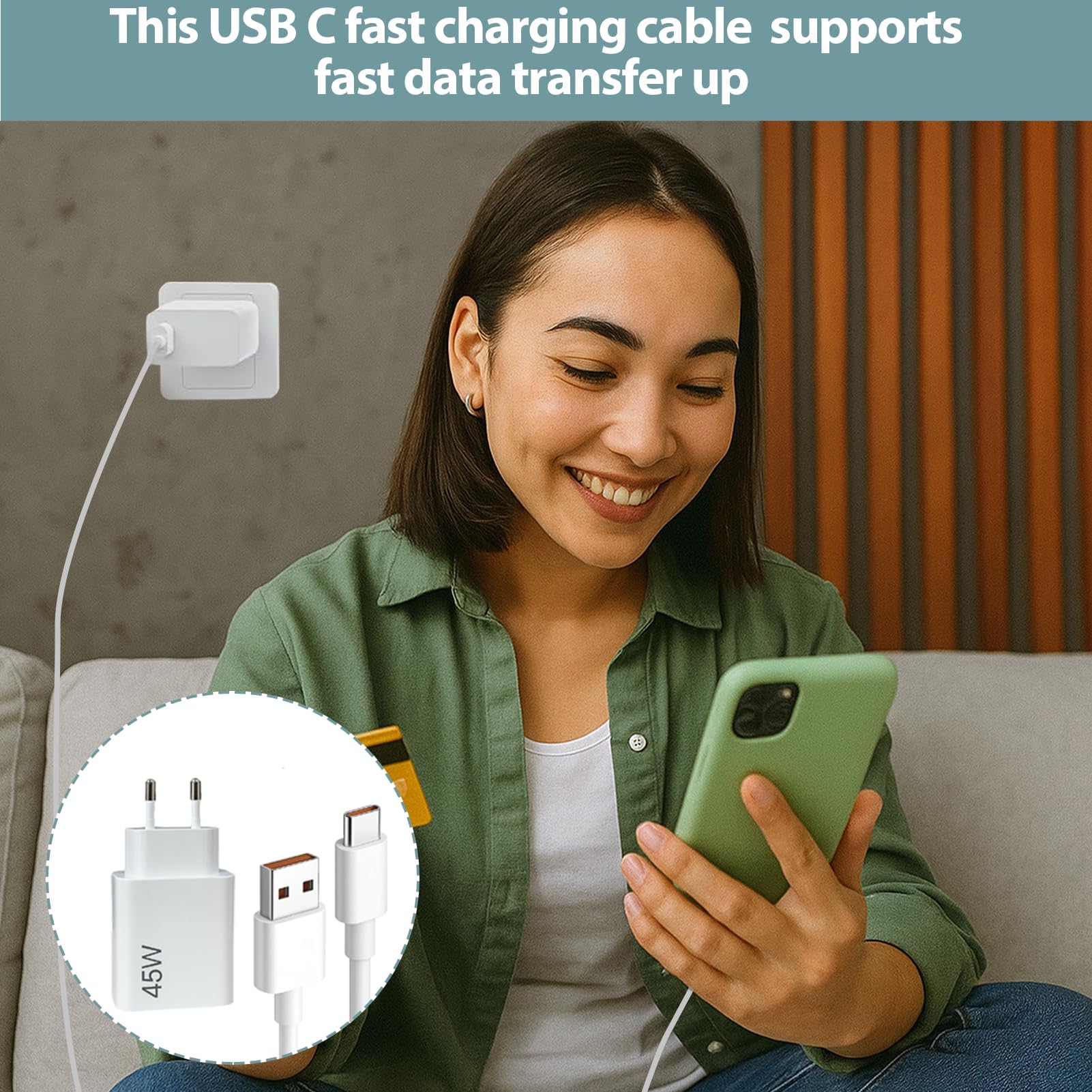 Cargador Rápido 45W Para Xiaomi - Incluye Cable USB-C De 1m, Compatible Con Note, Redmi Y POCO