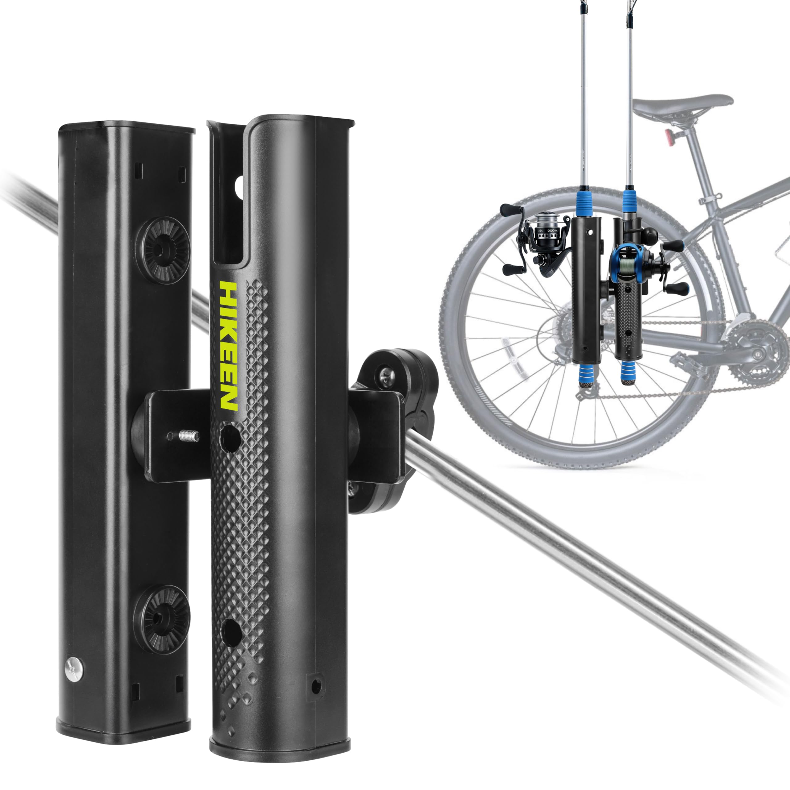 BOOSTEADY 2 Pack Fishing Rod Holder for Bike, Secures Fishing Pole to Bicycle, Easy to Mount, Rod Rack for Bicycle, Beach Car, Fishing Chair, ATVS, Boats, Carts