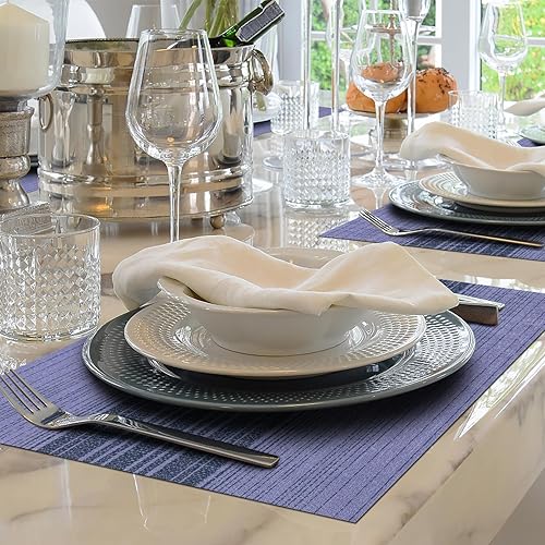 Miniatura 6 de Winknowl Juego de 8 manteles individuales, resistentes al calor, resistentes a las manchas, de vinilo, aislantes, duraderos, lavables, elegantes