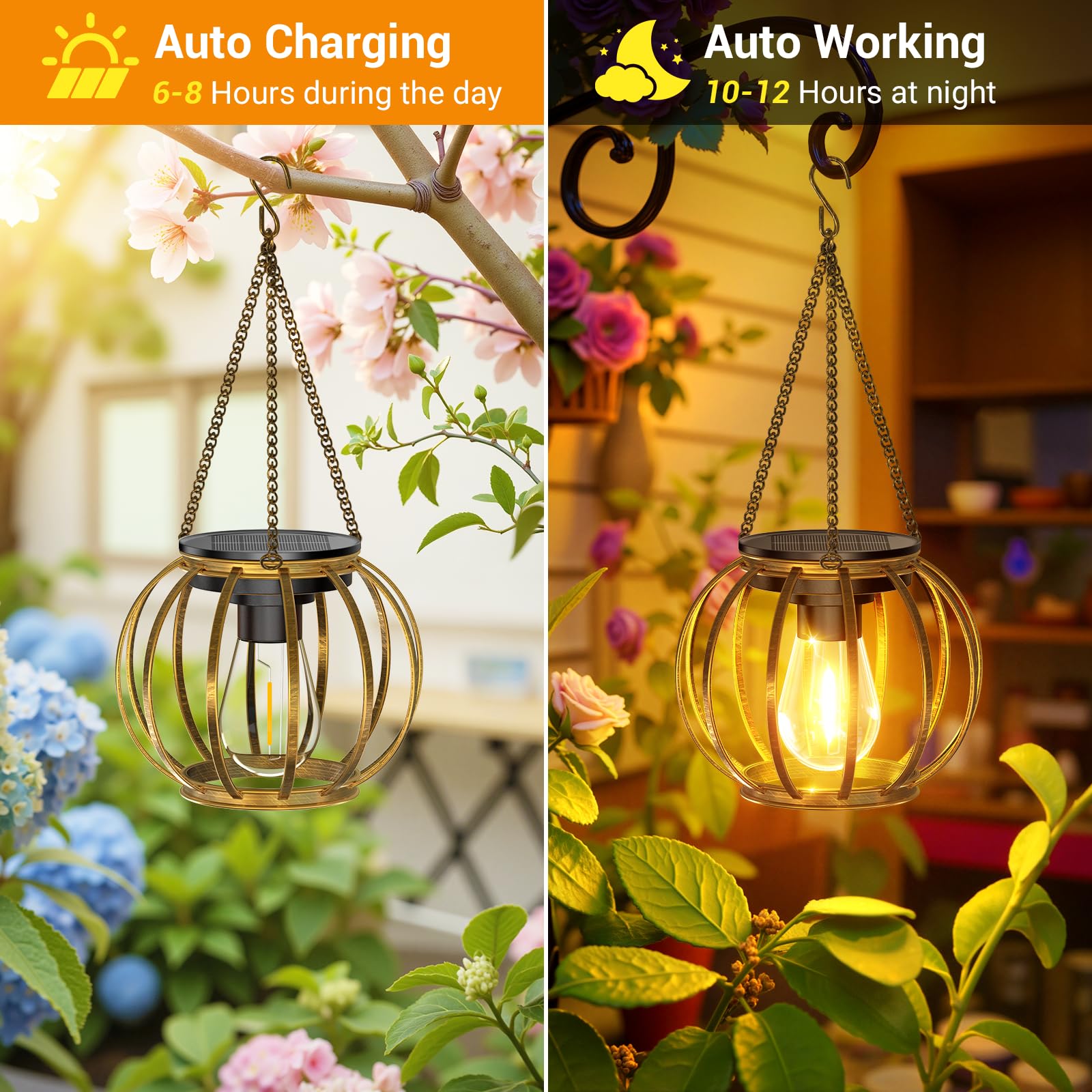 KOOPER Lanterne solari per esterni, confezione da 4 luci solari in metallo bronzo, per cortile, giardino, patio, vialetto, decorazione